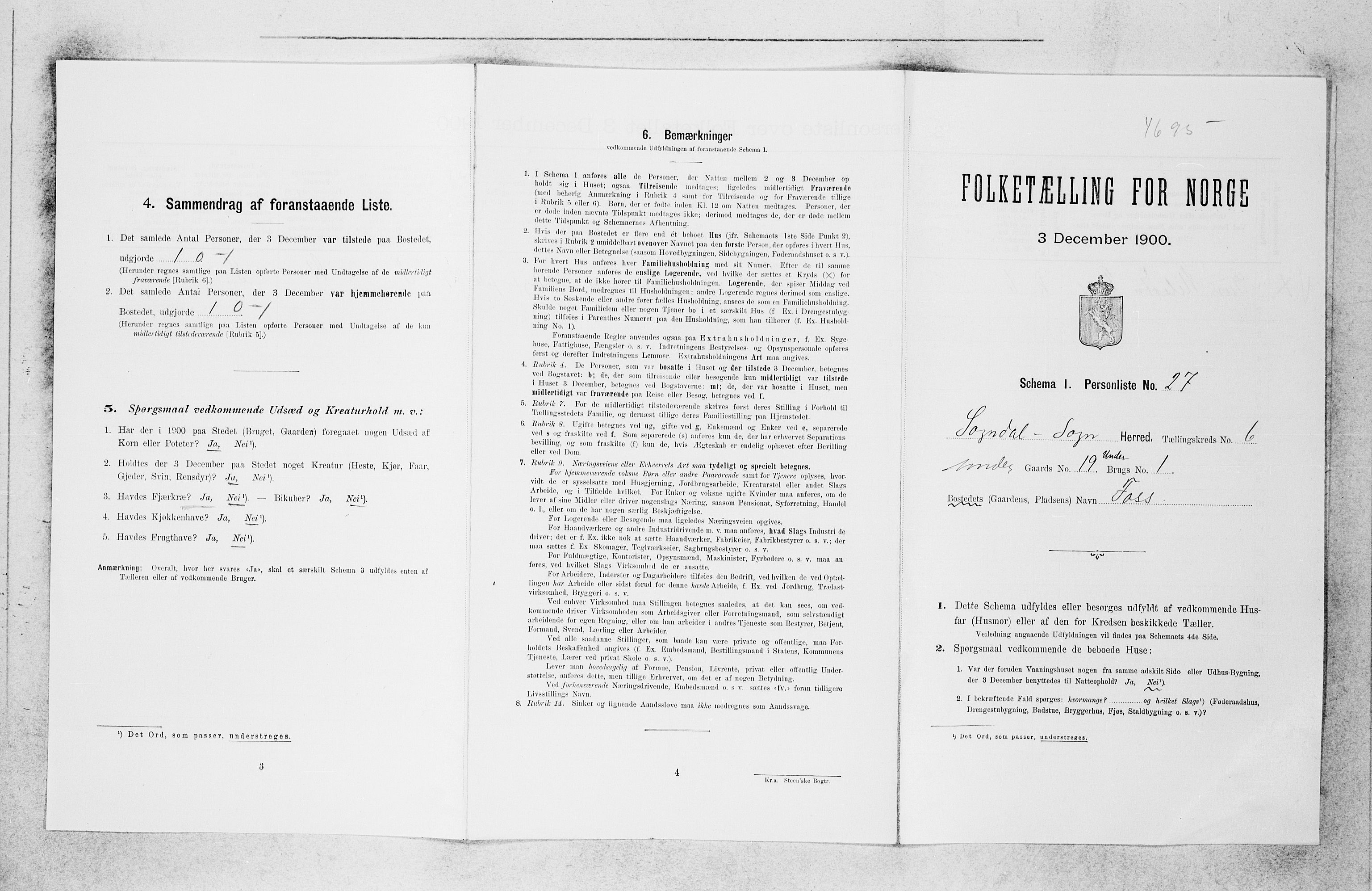 SAB, Folketelling 1900 for 1420 Sogndal herred, 1900, s. 415