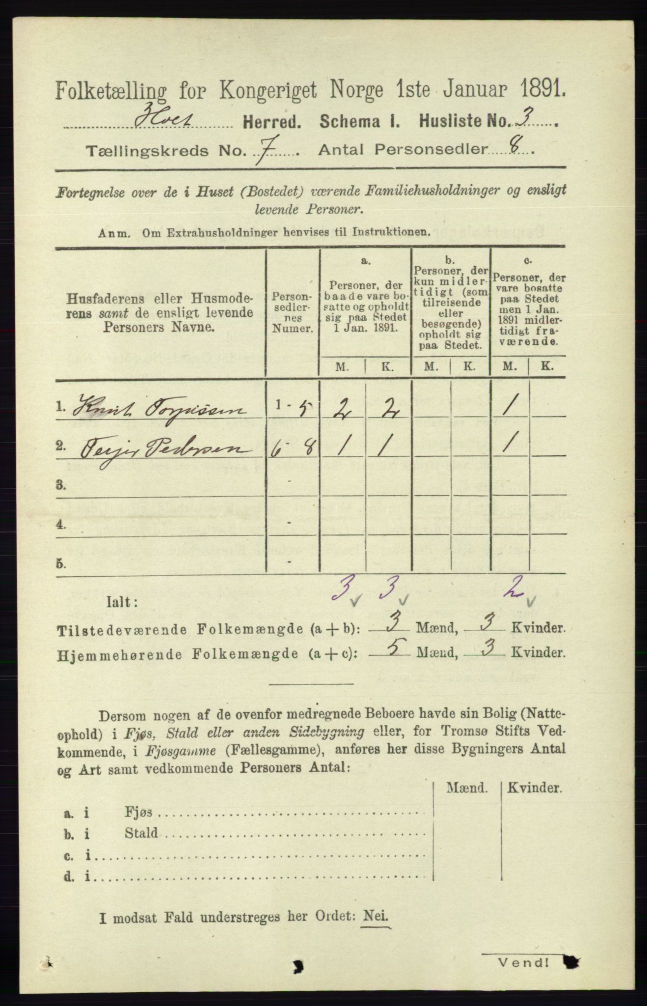 RA, Folketelling 1891 for 0914 Holt herred, 1891, s. 3297