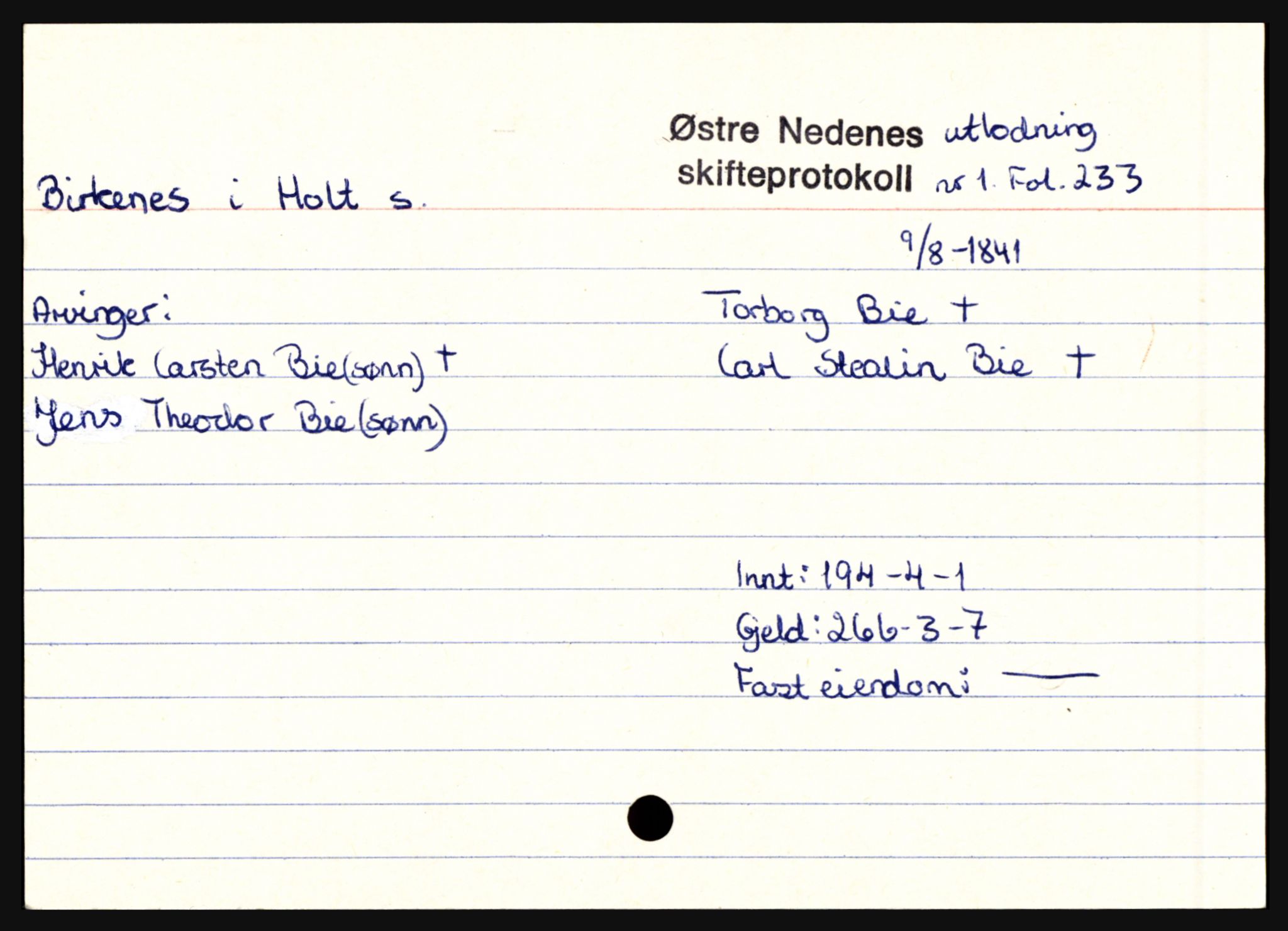 Holt sorenskriveri, AV/SAK-1221-0002/H, s. 175