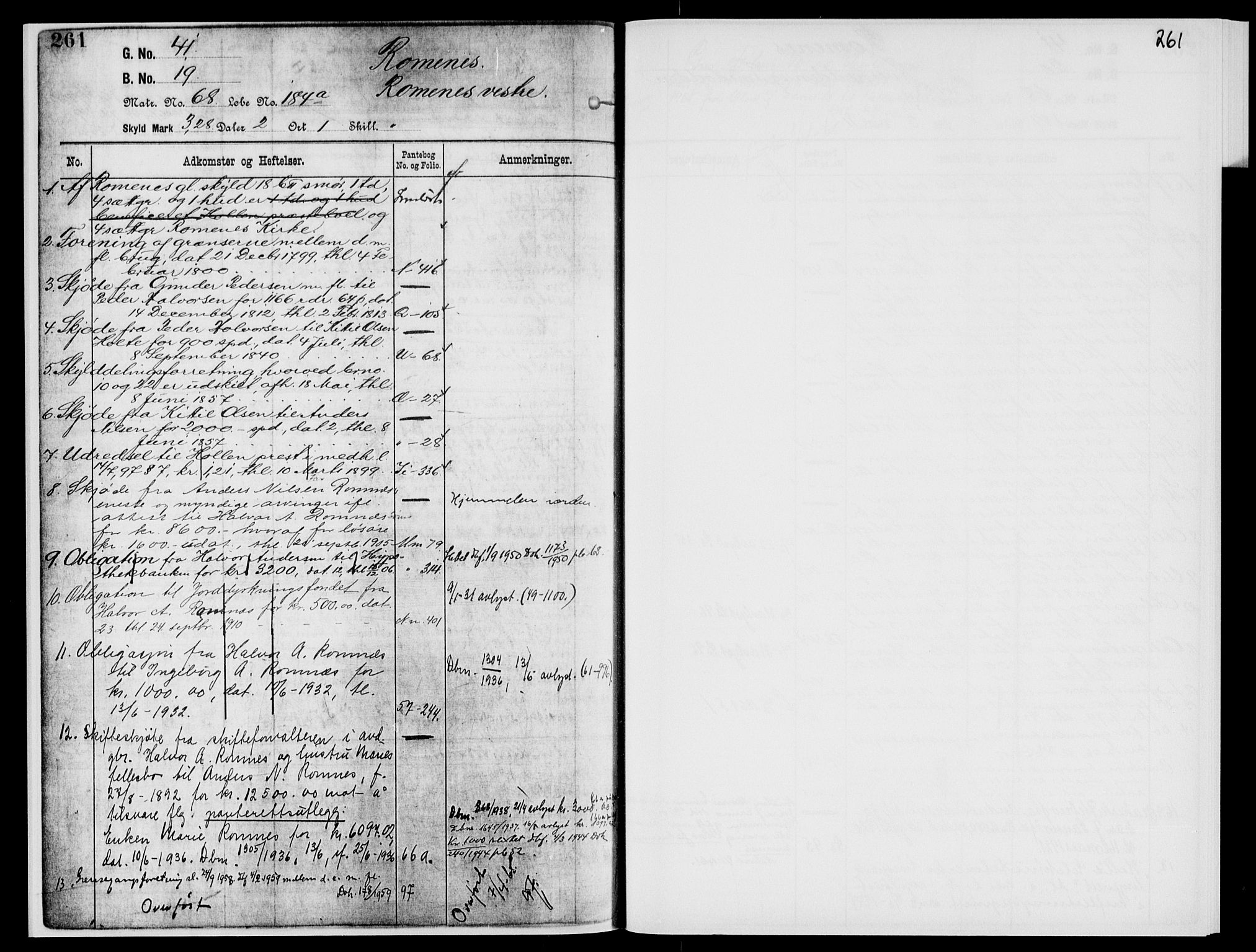 Nedre Telemark sorenskriveri, AV/SAKO-A-135/G/Gb/Gbg/L0002: Panteregister nr. VII 2, s. 261