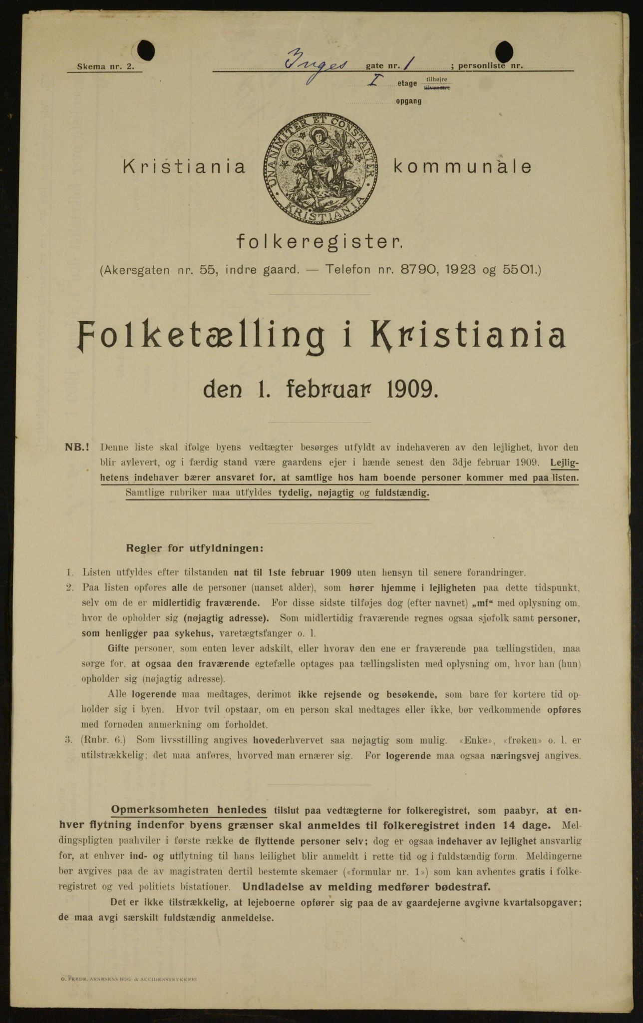 OBA, Kommunal folketelling 1.2.1909 for Kristiania kjøpstad, 1909, s. 40133