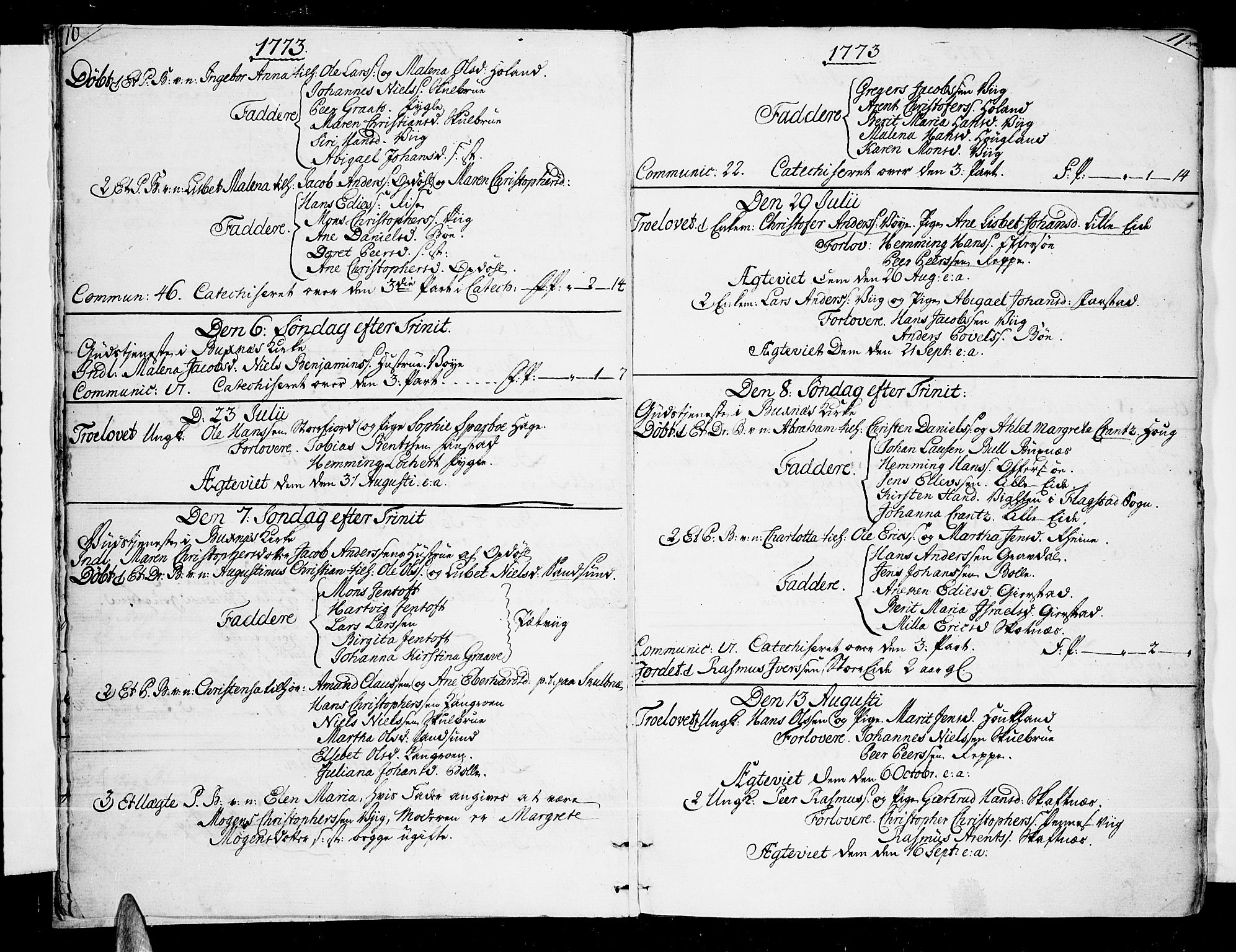 Ministerialprotokoller, klokkerbøker og fødselsregistre - Nordland, AV/SAT-A-1459/881/L1149: Ministerialbok nr. 881A02, 1773-1793, s. 10-11