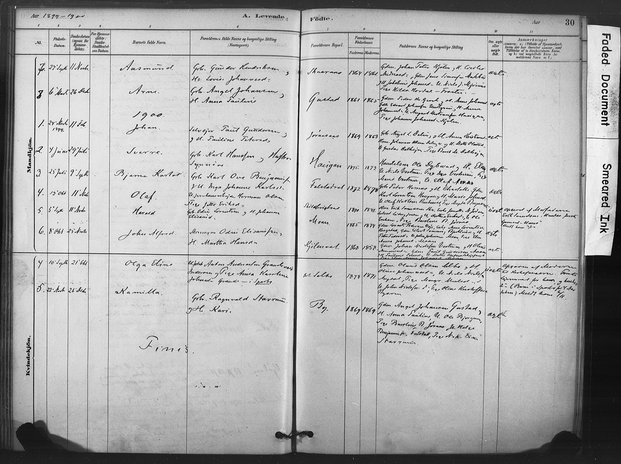 Ministerialprotokoller, klokkerbøker og fødselsregistre - Nord-Trøndelag, AV/SAT-A-1458/719/L0178: Ministerialbok nr. 719A01, 1878-1900, s. 30