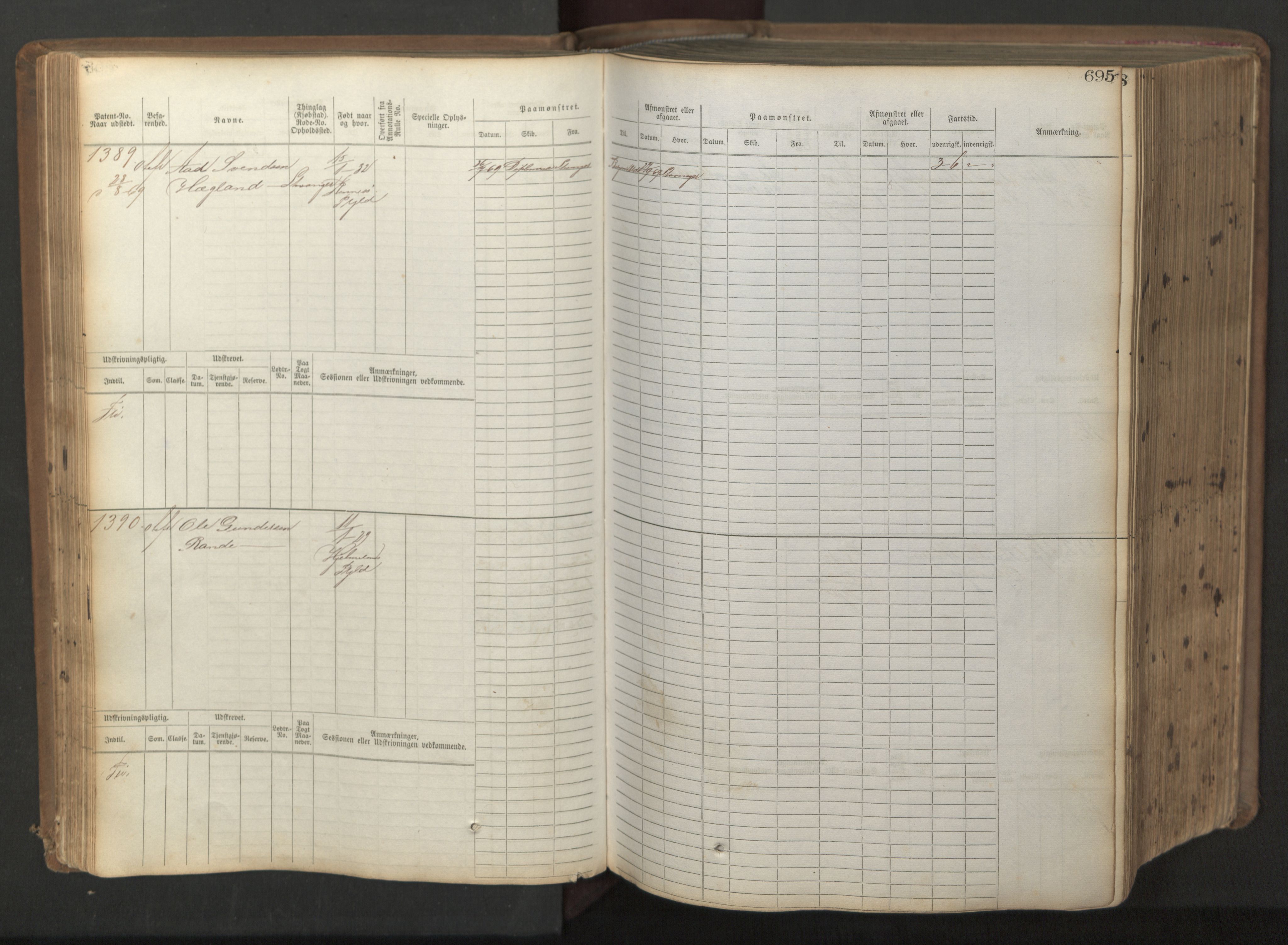 Stavanger sjømannskontor, AV/SAST-A-102006/F/Fb/Fbb/L0017: Sjøfartshovedrulle patnentnr. 1203-2402 (dublett), 1869, s. 98