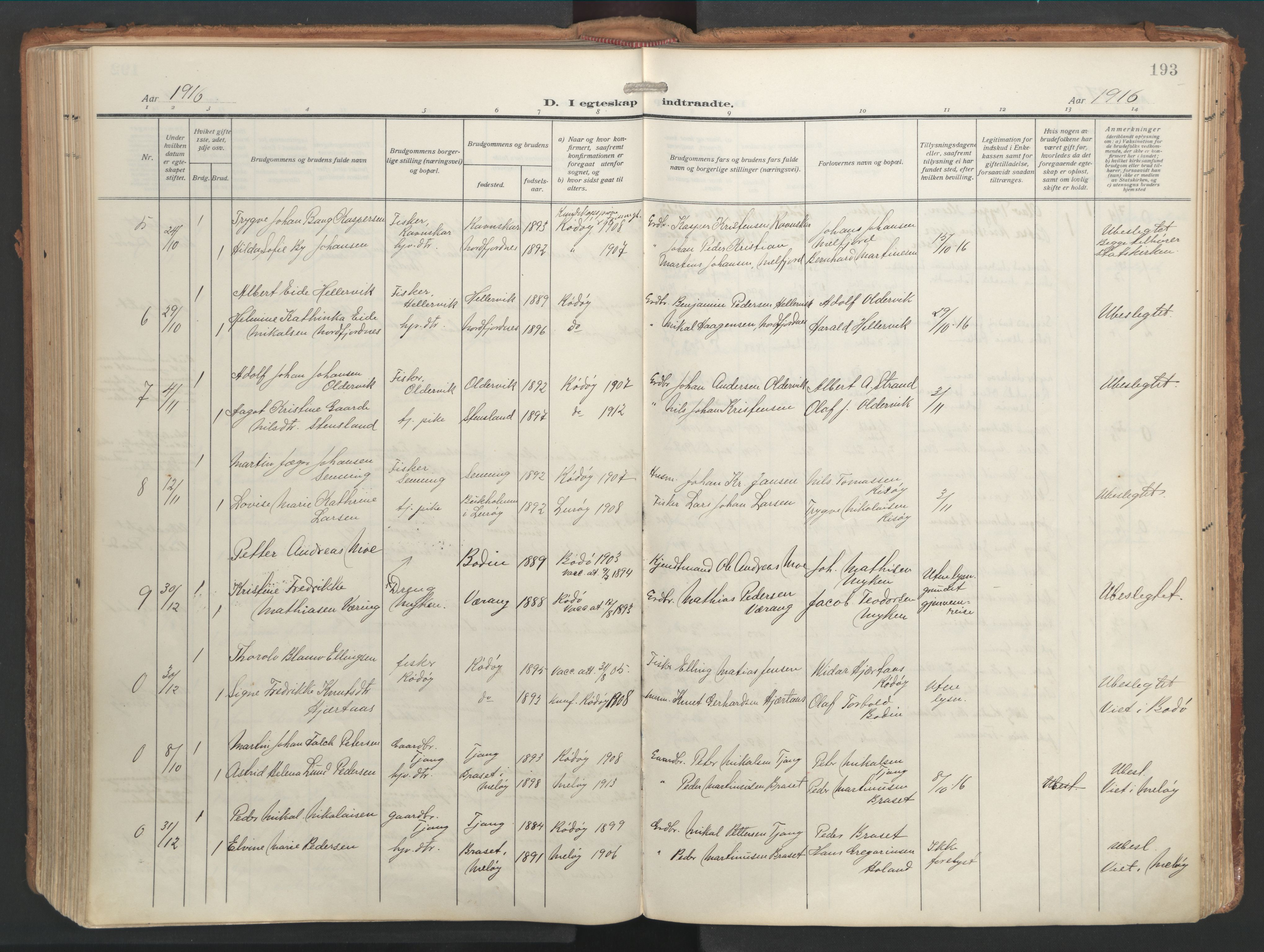 Ministerialprotokoller, klokkerbøker og fødselsregistre - Nordland, AV/SAT-A-1459/841/L0614: Ministerialbok nr. 841A17, 1911-1925, s. 193