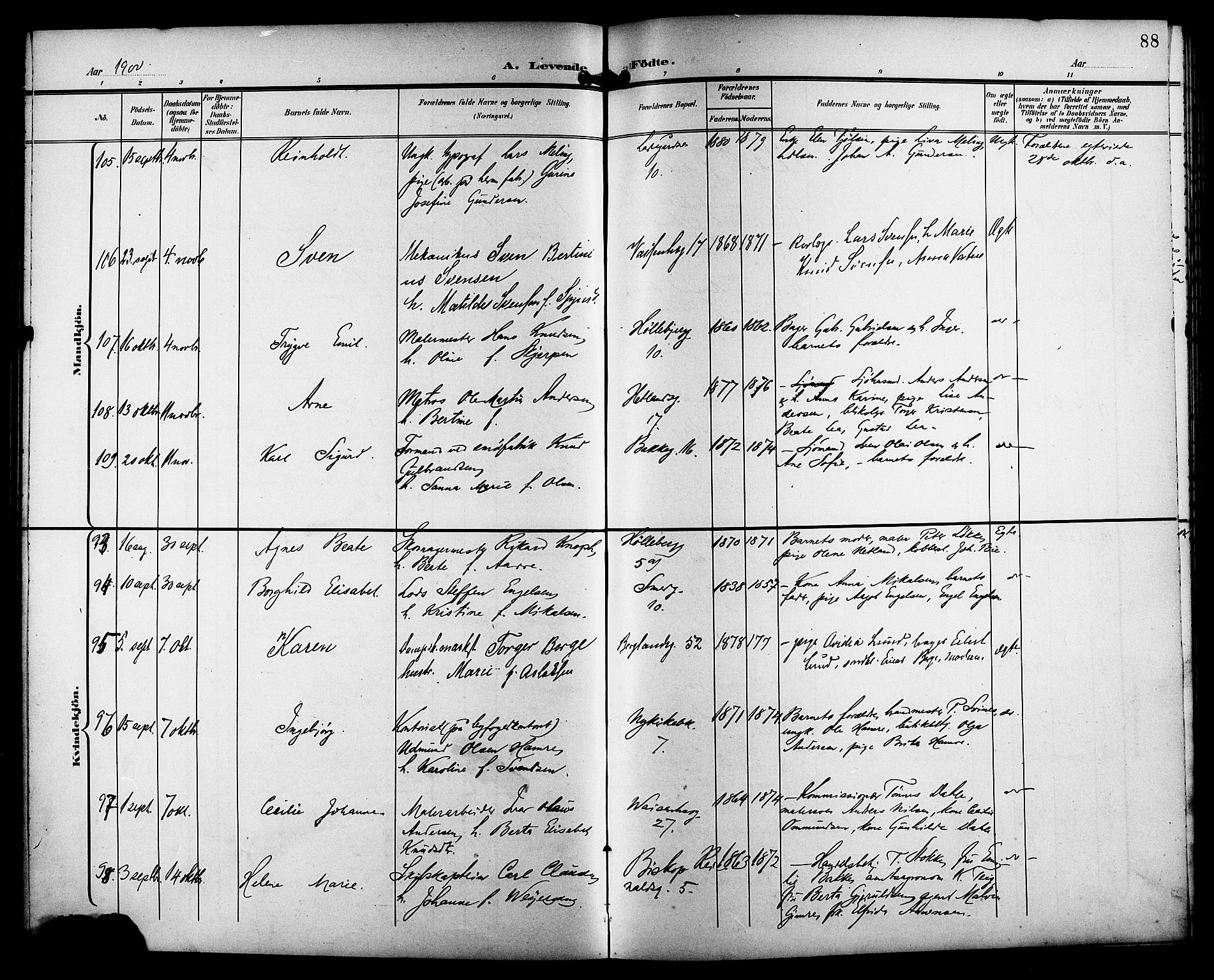 St. Petri sokneprestkontor, AV/SAST-A-101813/001/30/30BB/L0008: Klokkerbok nr. B 8, 1897-1905, s. 88