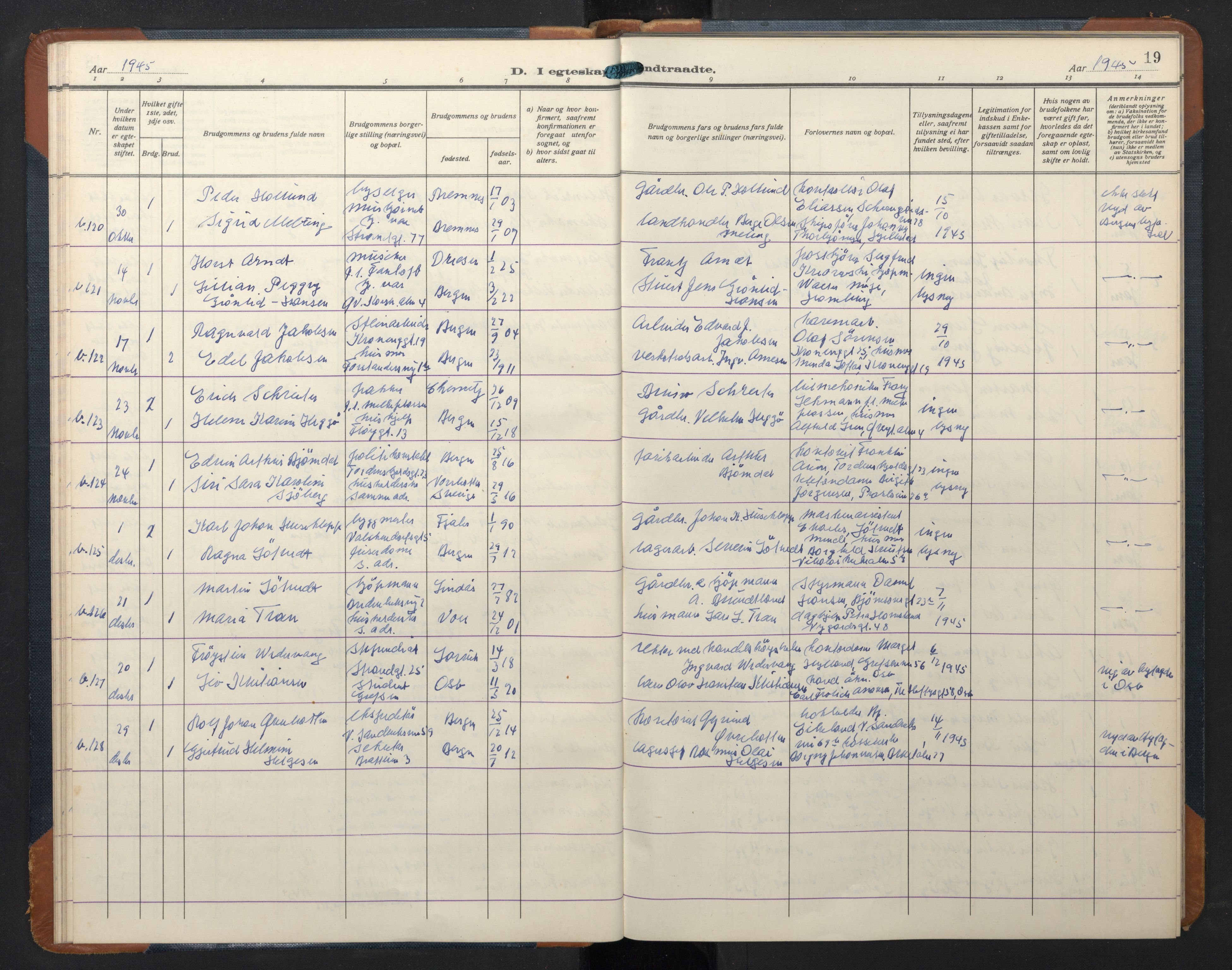 Korskirken sokneprestembete, AV/SAB-A-76101/H/Hab: Klokkerbok nr. D 6, 1944-1956, s. 18b-19a