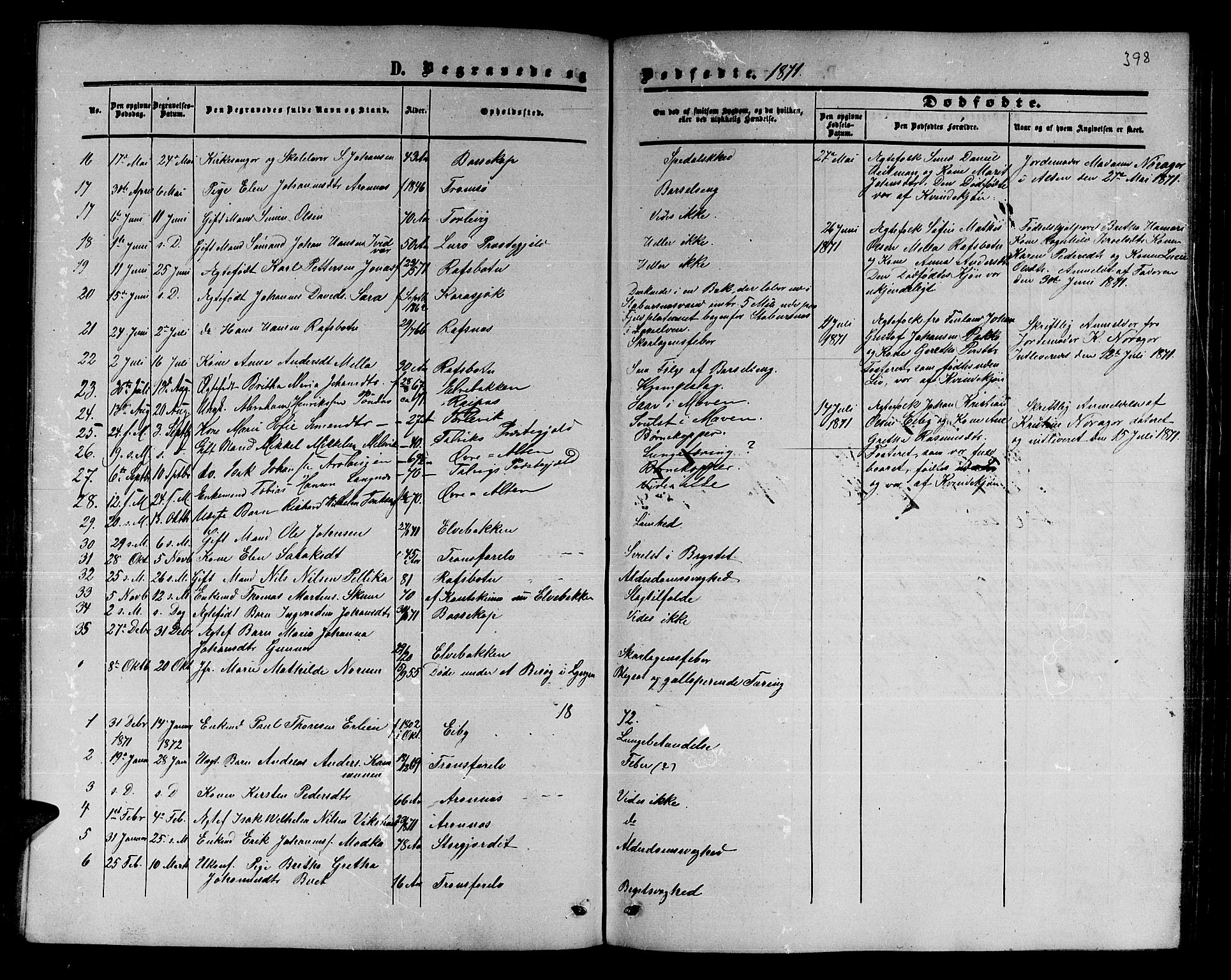 Alta sokneprestkontor, AV/SATØ-S-1338/H/Hb/L0001.klokk: Klokkerbok nr. 1, 1858-1878, s. 397-398