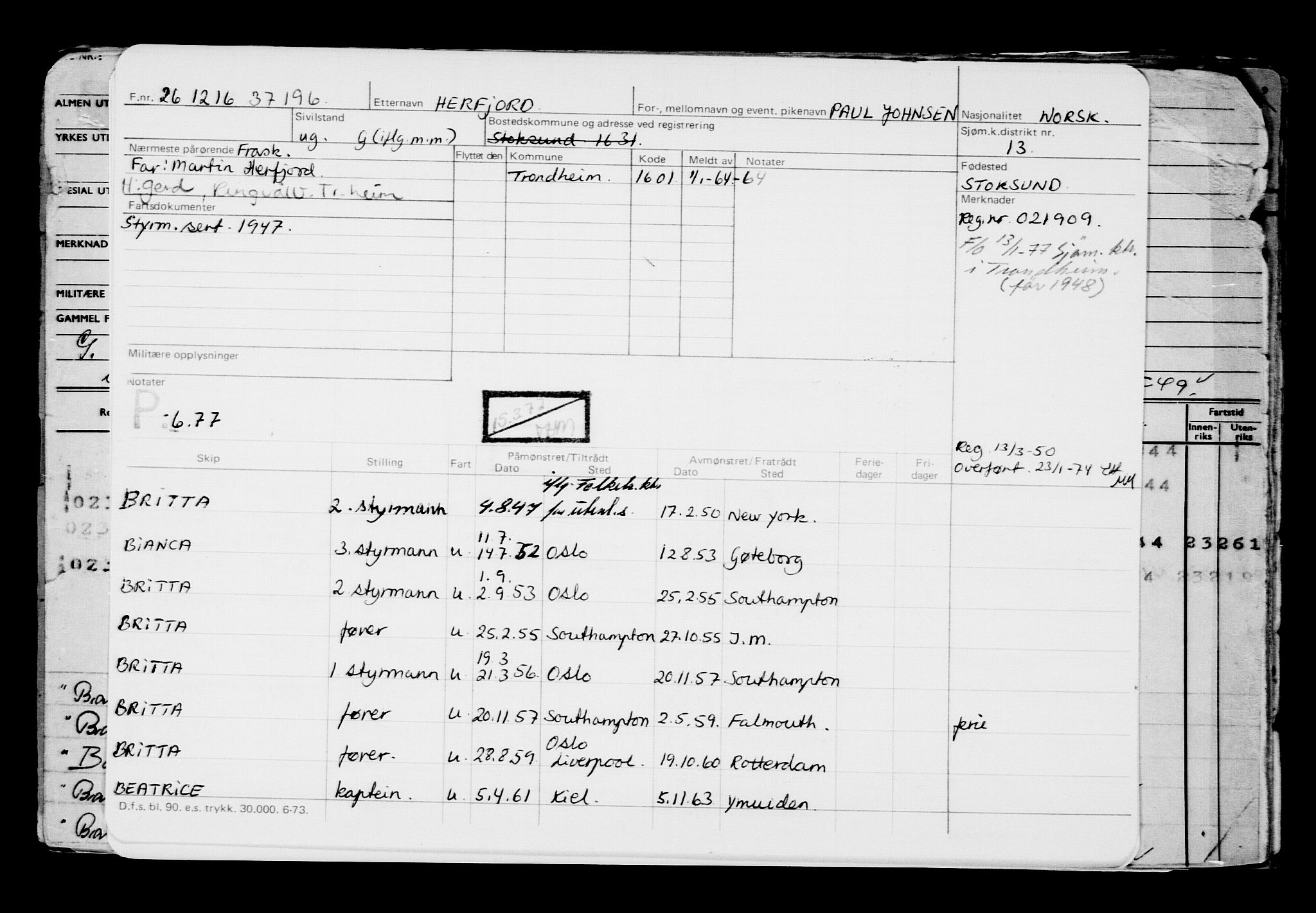 Direktoratet for sjømenn, RA/S-3545/G/Gb/L0144: Hovedkort, 1916, s. 650