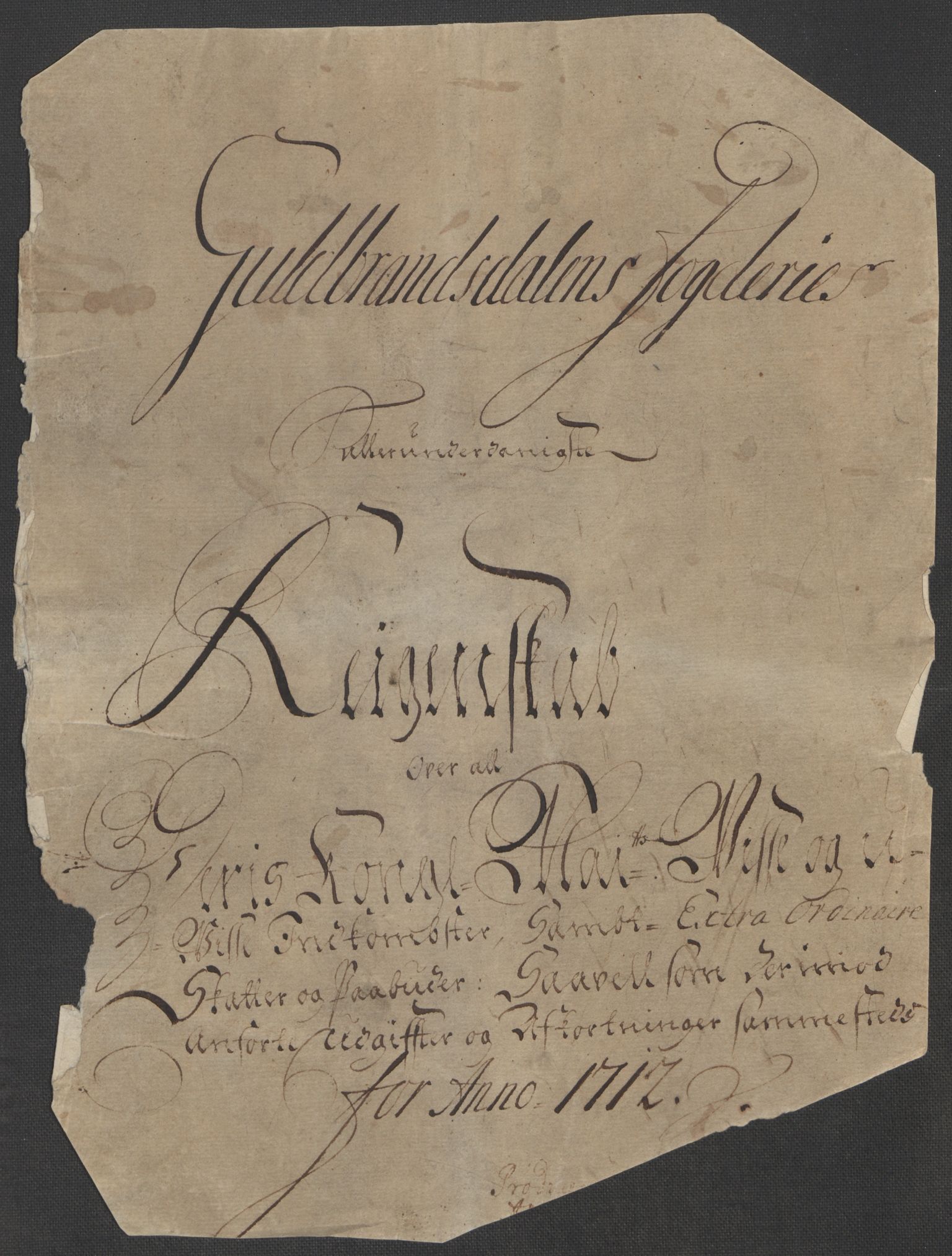 Rentekammeret inntil 1814, Reviderte regnskaper, Fogderegnskap, AV/RA-EA-4092/R17/L1181: Fogderegnskap Gudbrandsdal, 1712, s. 4