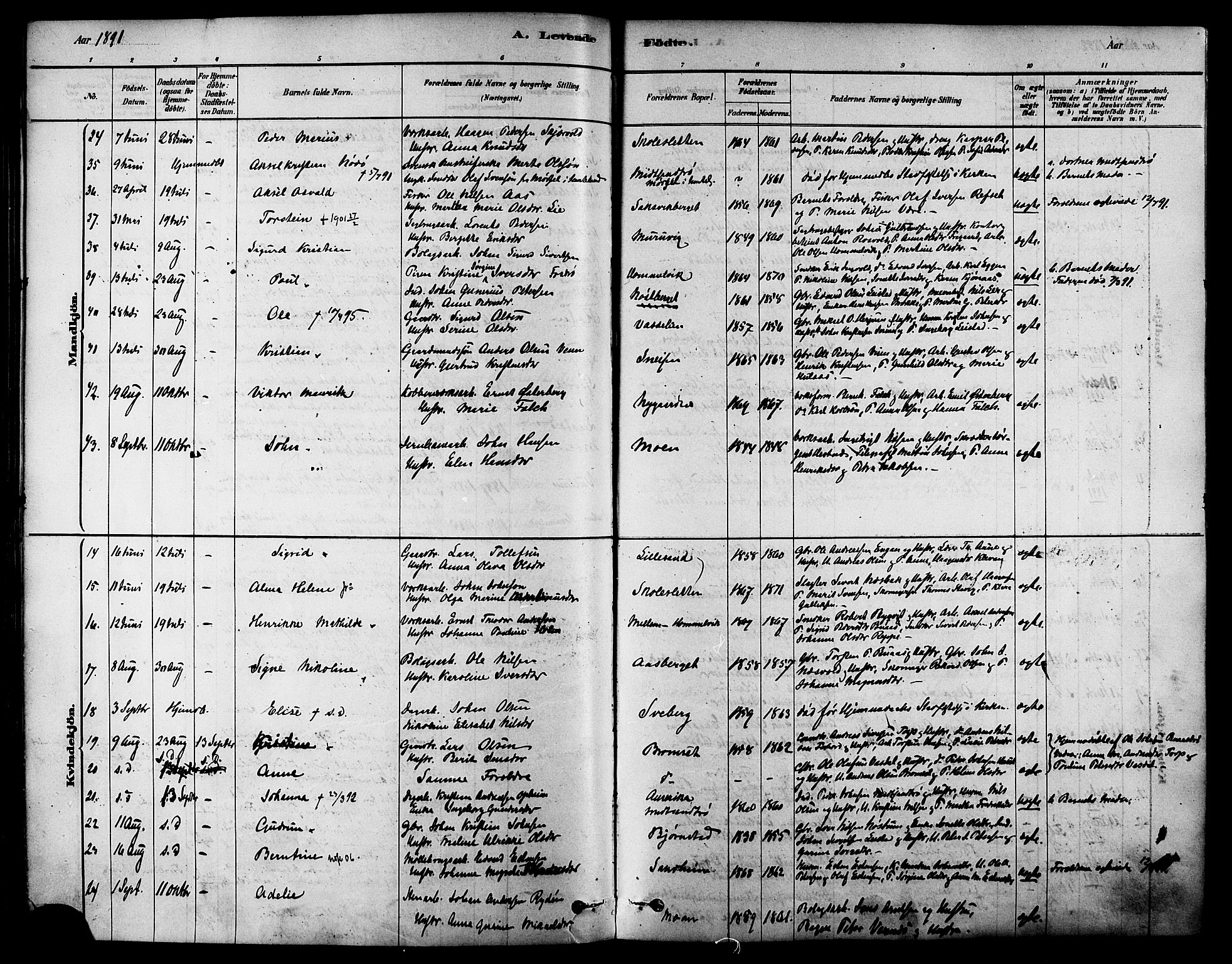 Ministerialprotokoller, klokkerbøker og fødselsregistre - Sør-Trøndelag, AV/SAT-A-1456/616/L0410: Ministerialbok nr. 616A07, 1878-1893, s. 114b