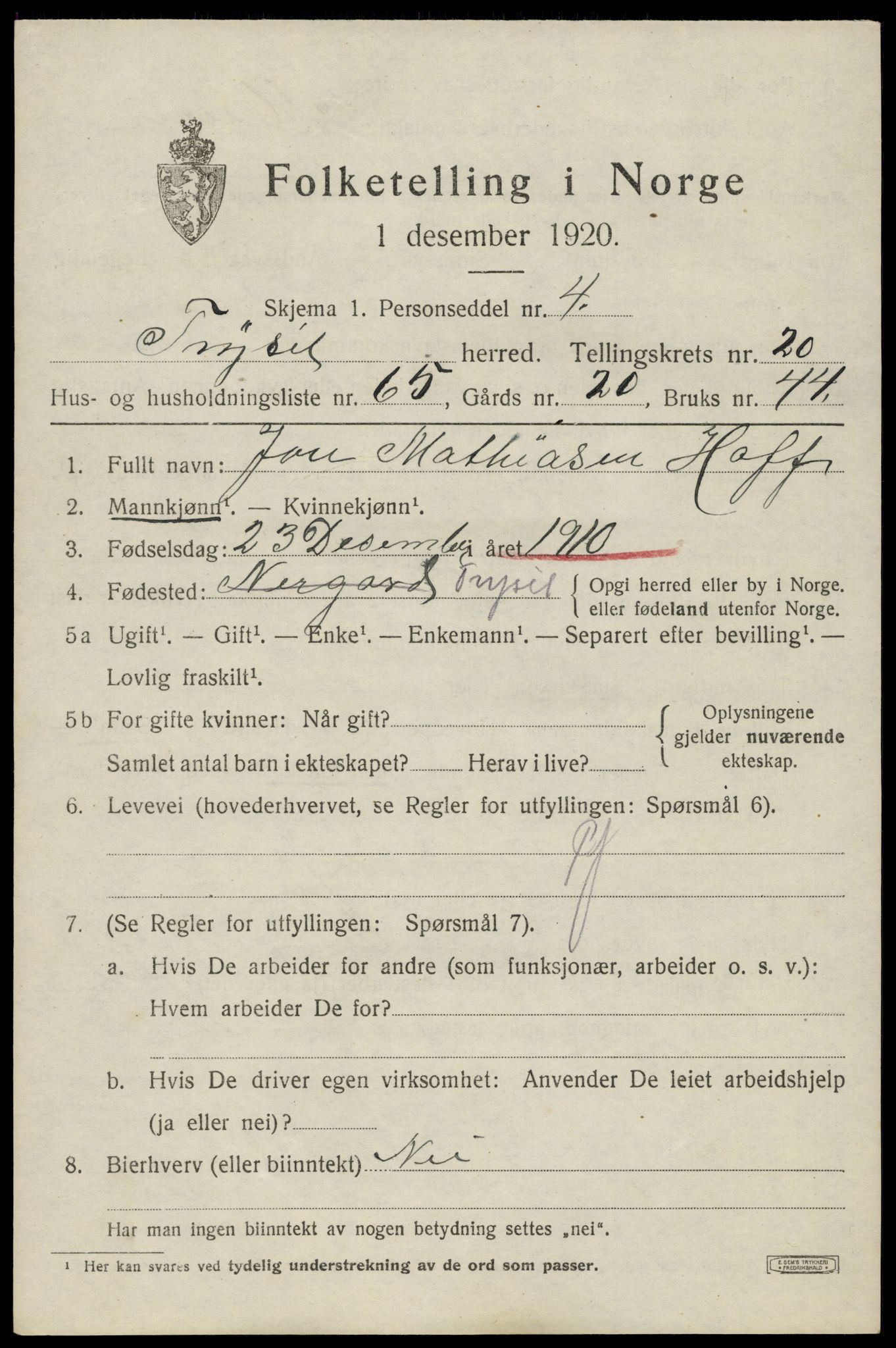 SAH, Folketelling 1920 for 0428 Trysil herred, 1920, s. 13741