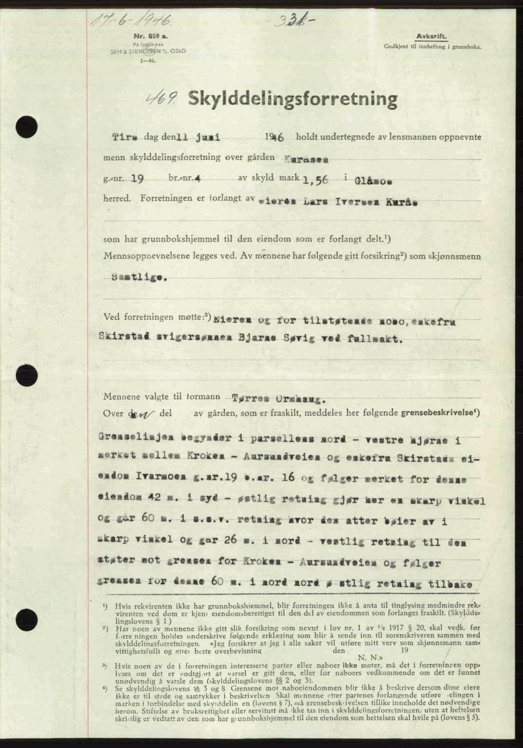 Gauldal sorenskriveri, SAT/A-0014/1/2/2C: Pantebok nr. A2, 1946-1946, Dagboknr: 469/1946