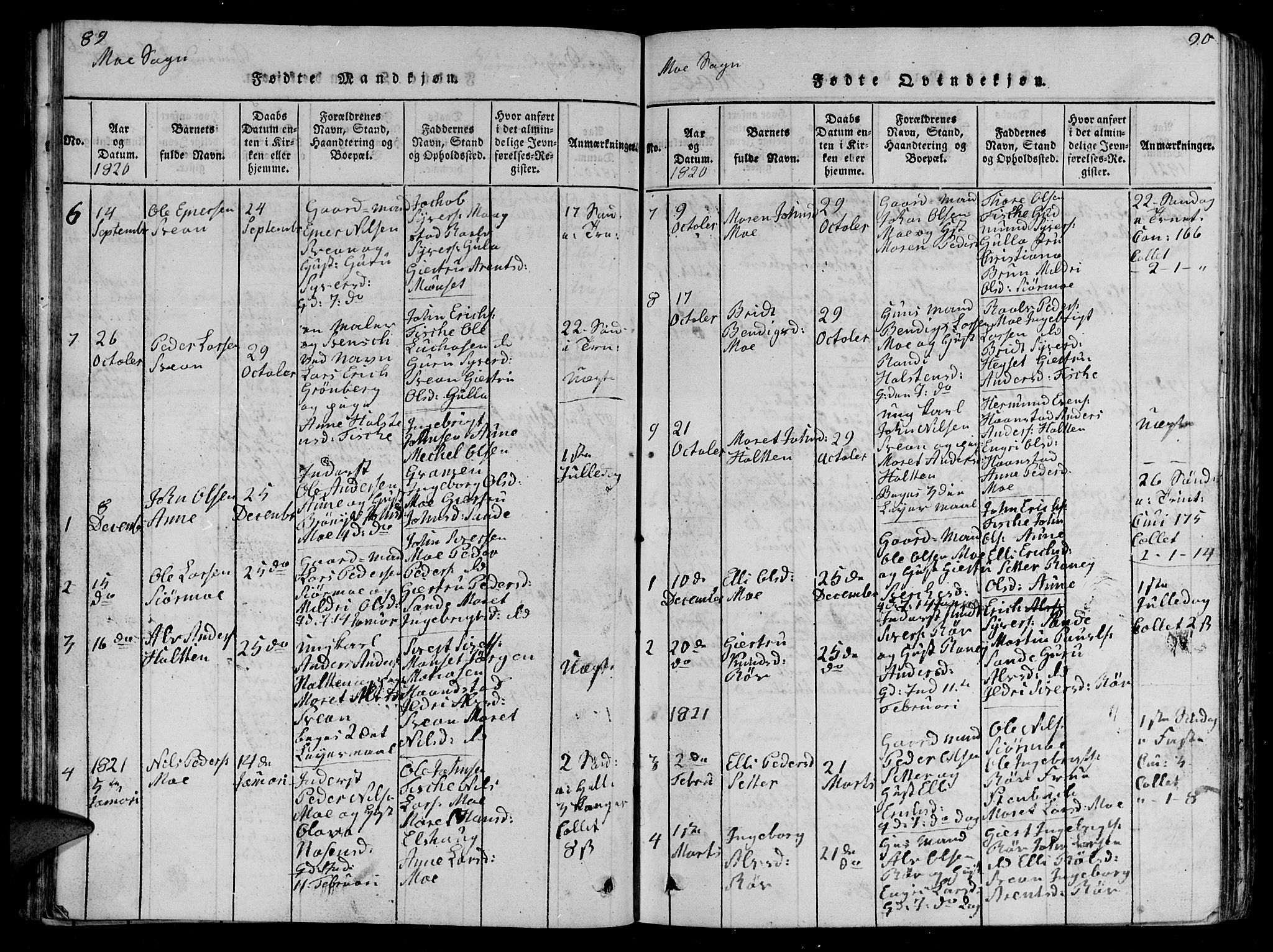 Ministerialprotokoller, klokkerbøker og fødselsregistre - Møre og Romsdal, SAT/A-1454/595/L1050: Klokkerbok nr. 595C02, 1819-1834, s. 89-90