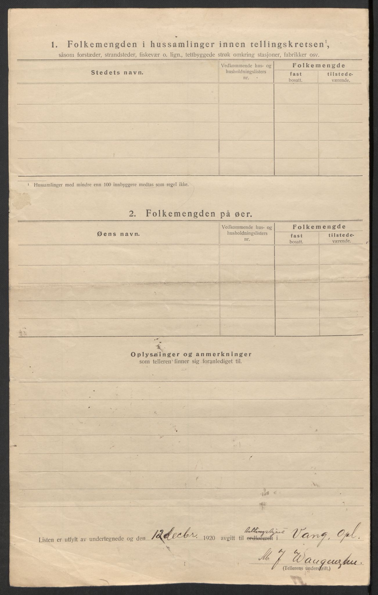 SAH, Folketelling 1920 for 0545 Vang herred, 1920, s. 26