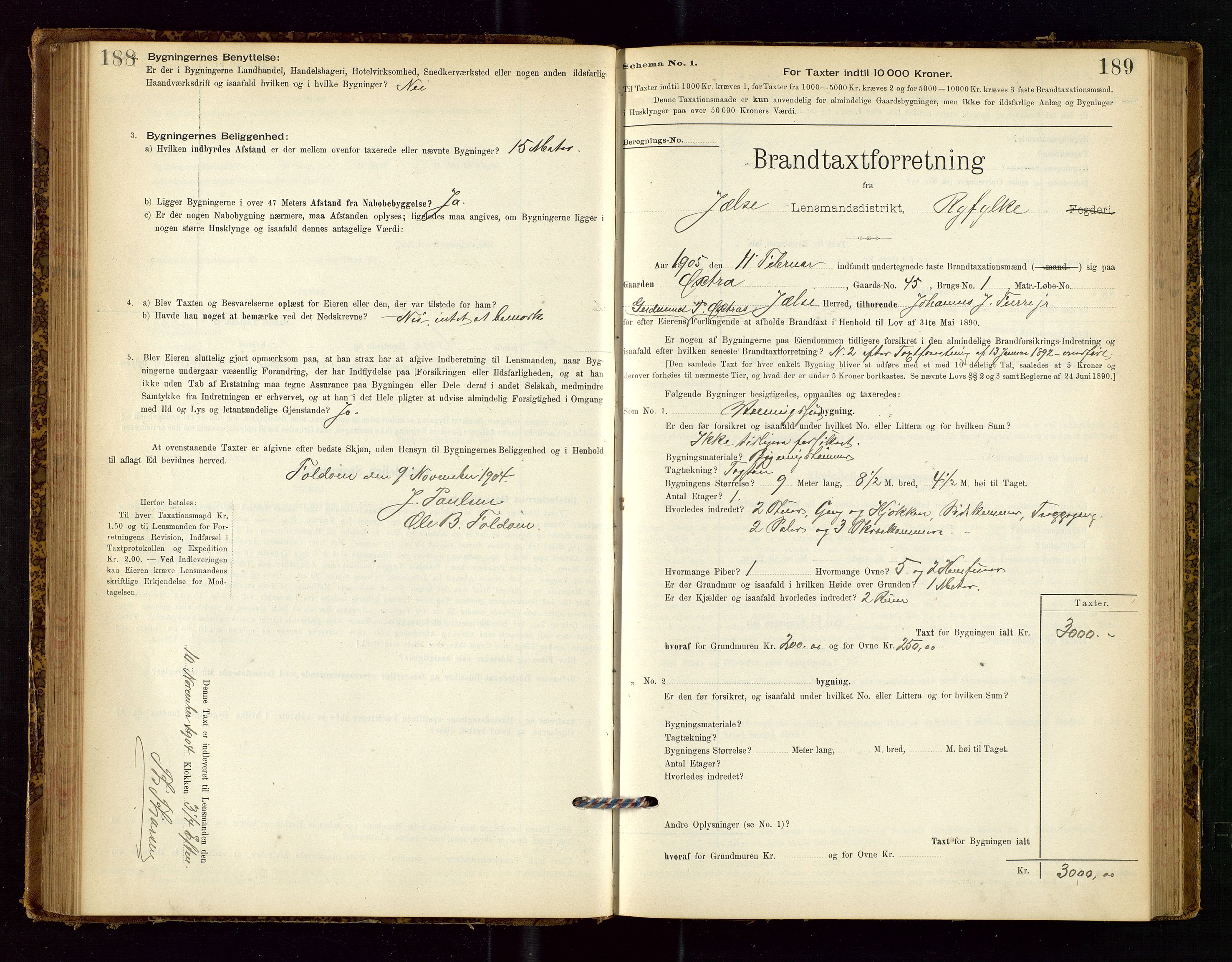 Jelsa lensmannskontor, SAST/A-100360/Gob/L0001: "Brandtaxationsprotocol", 1895-1918, s. 188-189