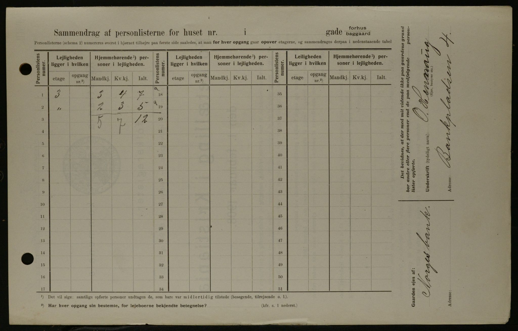 OBA, Kommunal folketelling 1.2.1908 for Kristiania kjøpstad, 1908, s. 3339