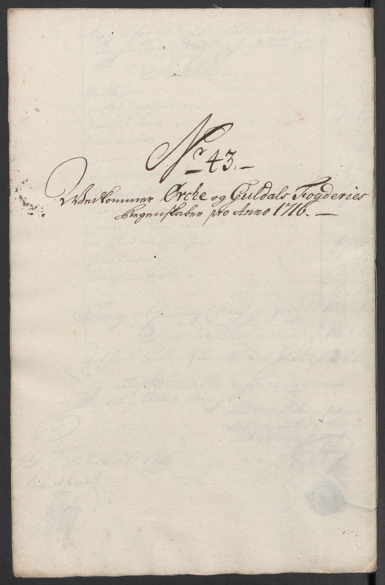 Rentekammeret inntil 1814, Reviderte regnskaper, Fogderegnskap, AV/RA-EA-4092/R60/L3968: Fogderegnskap Orkdal og Gauldal, 1716, s. 63