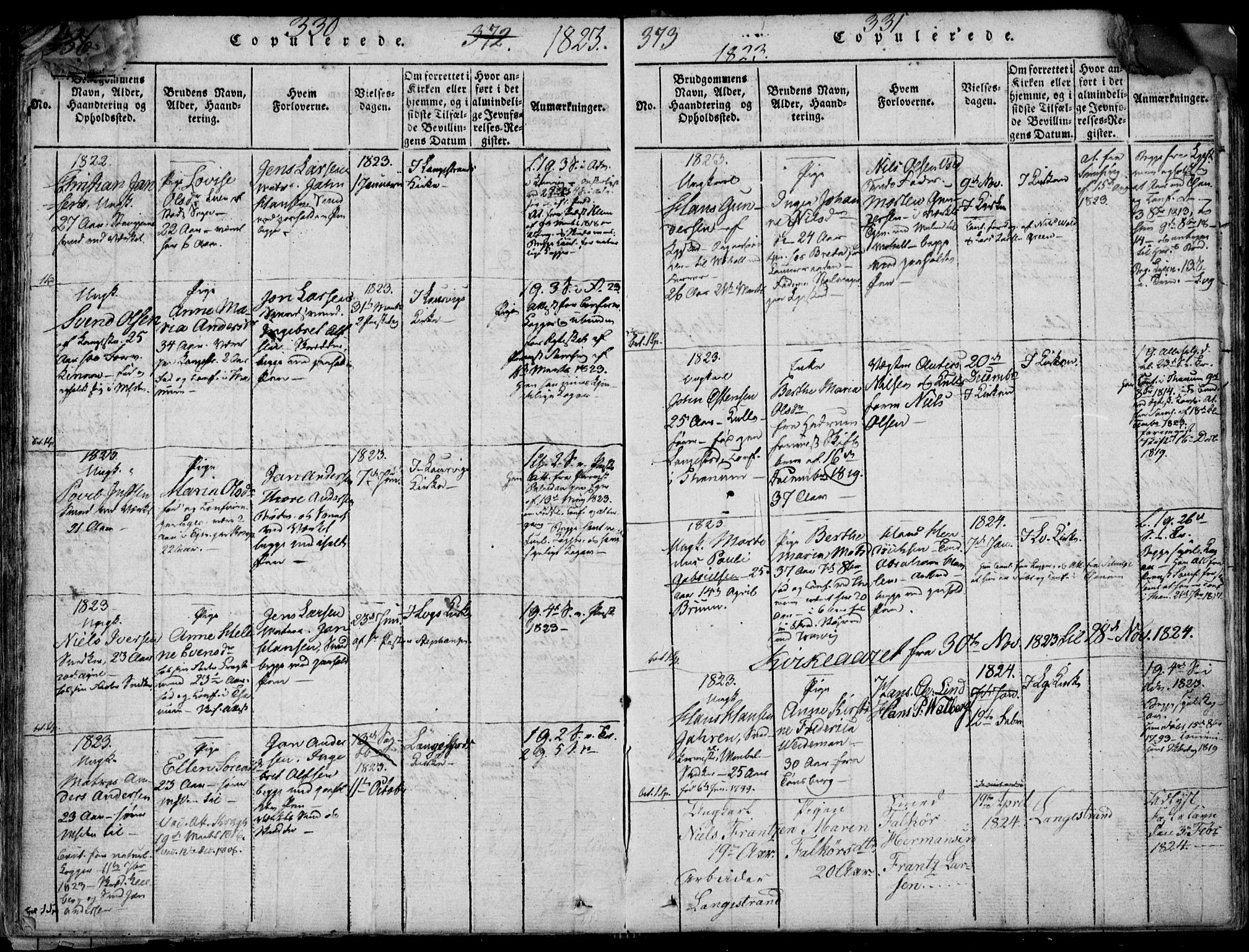 Larvik kirkebøker, AV/SAKO-A-352/F/Fb/L0002: Ministerialbok nr. II 2, 1818-1842, s. 330-331