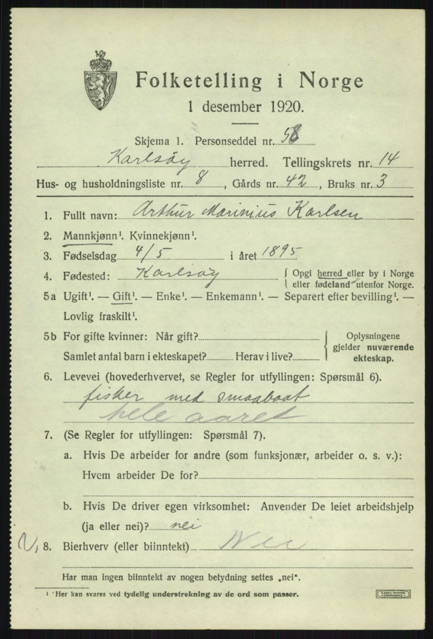 SATØ, Folketelling 1920 for 1936 Karlsøy herred, 1920, s. 5211