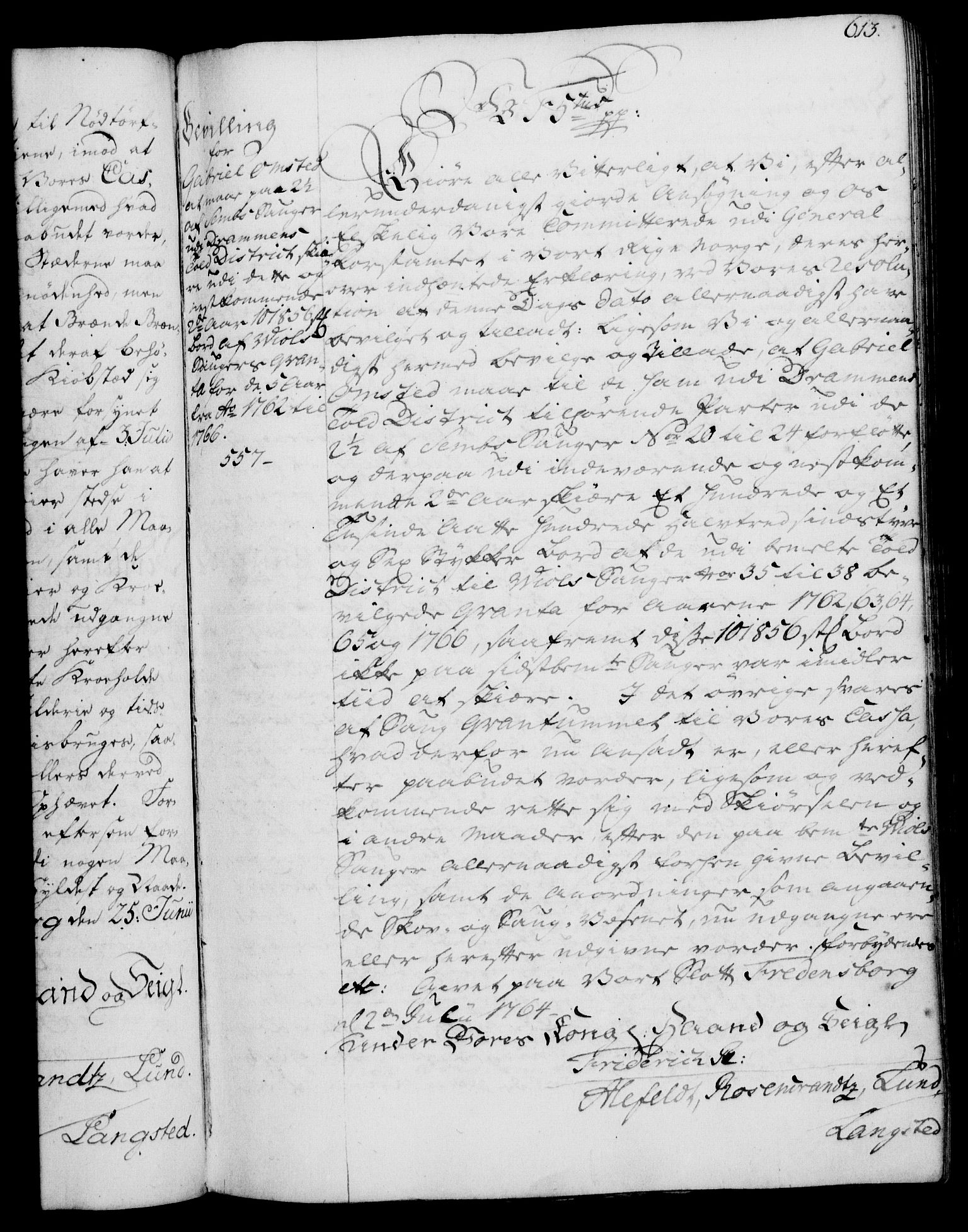 Rentekammeret, Kammerkanselliet, RA/EA-3111/G/Gg/Gga/L0007: Norsk ekspedisjonsprotokoll med register (merket RK 53.7), 1759-1768, s. 613
