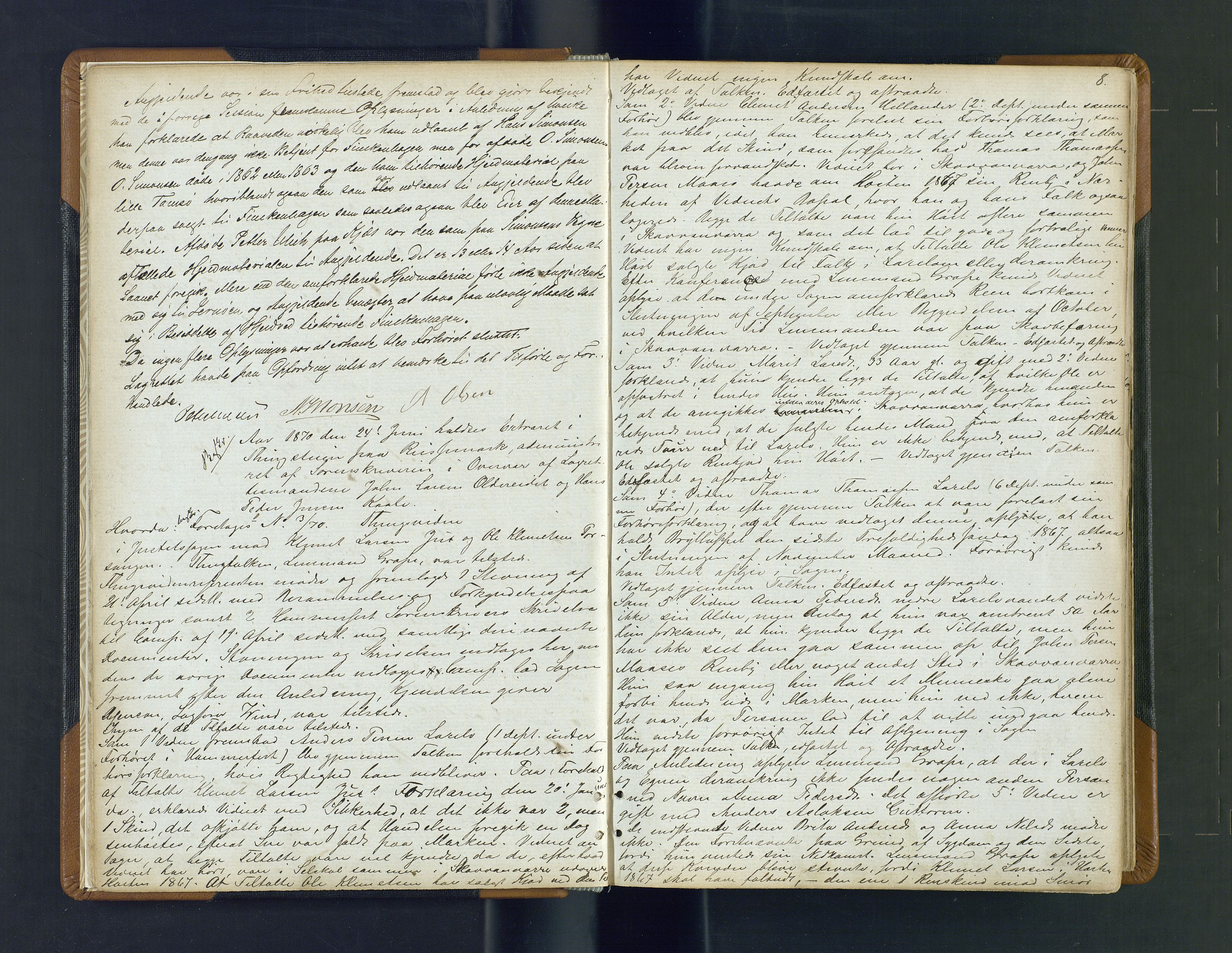 Hammerfest fogderi/sorenskriveri, AV/SATØ-S-0056/1/J/Ja/Jab/L0189: Ekstrarettsprotokoller, 1870-1881, s. 8