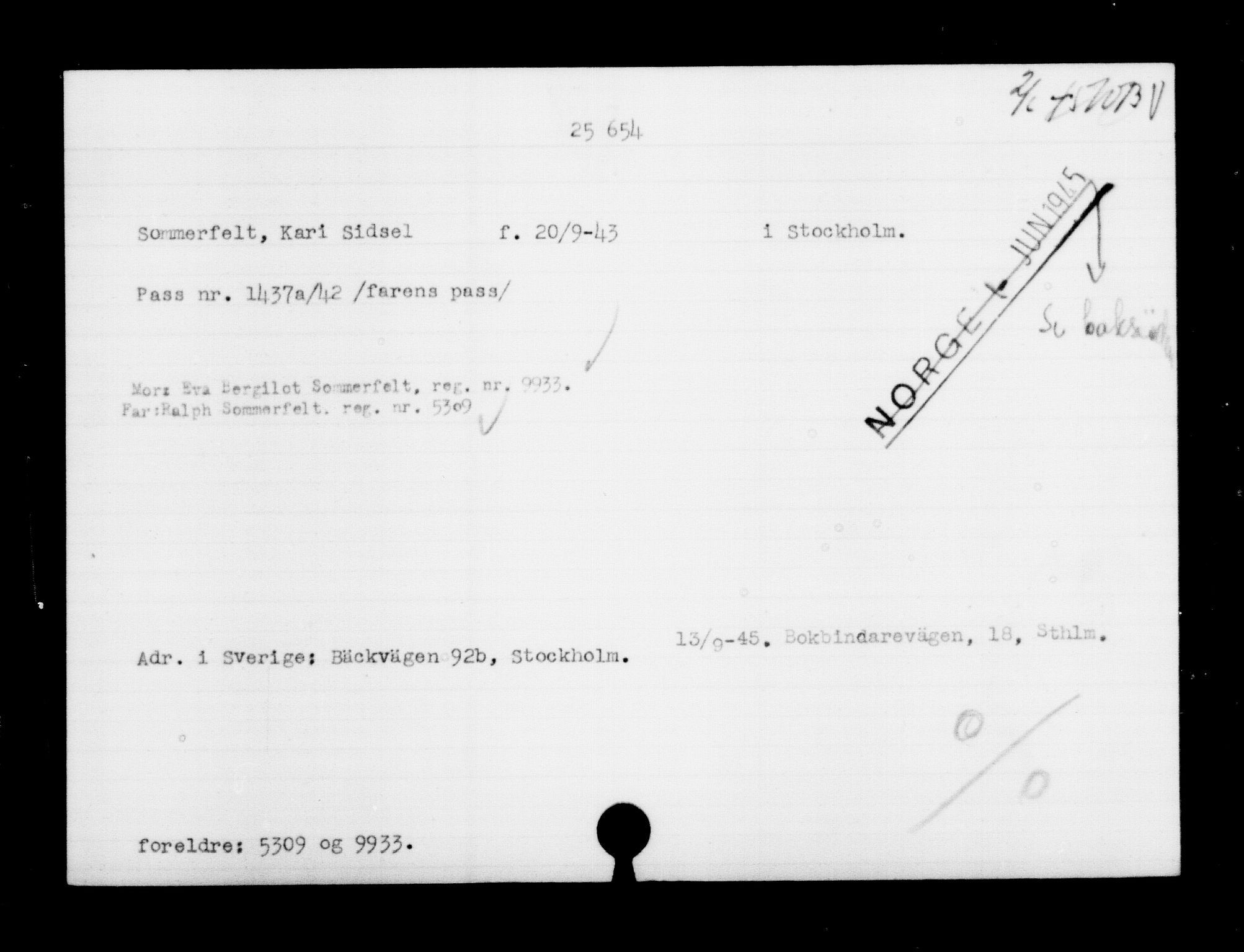 Den Kgl. Norske Legasjons Flyktningskontor, AV/RA-S-6753/V/Va/L0011: Kjesäterkartoteket.  Flyktningenr. 25300-28349, 1940-1945, s. 368