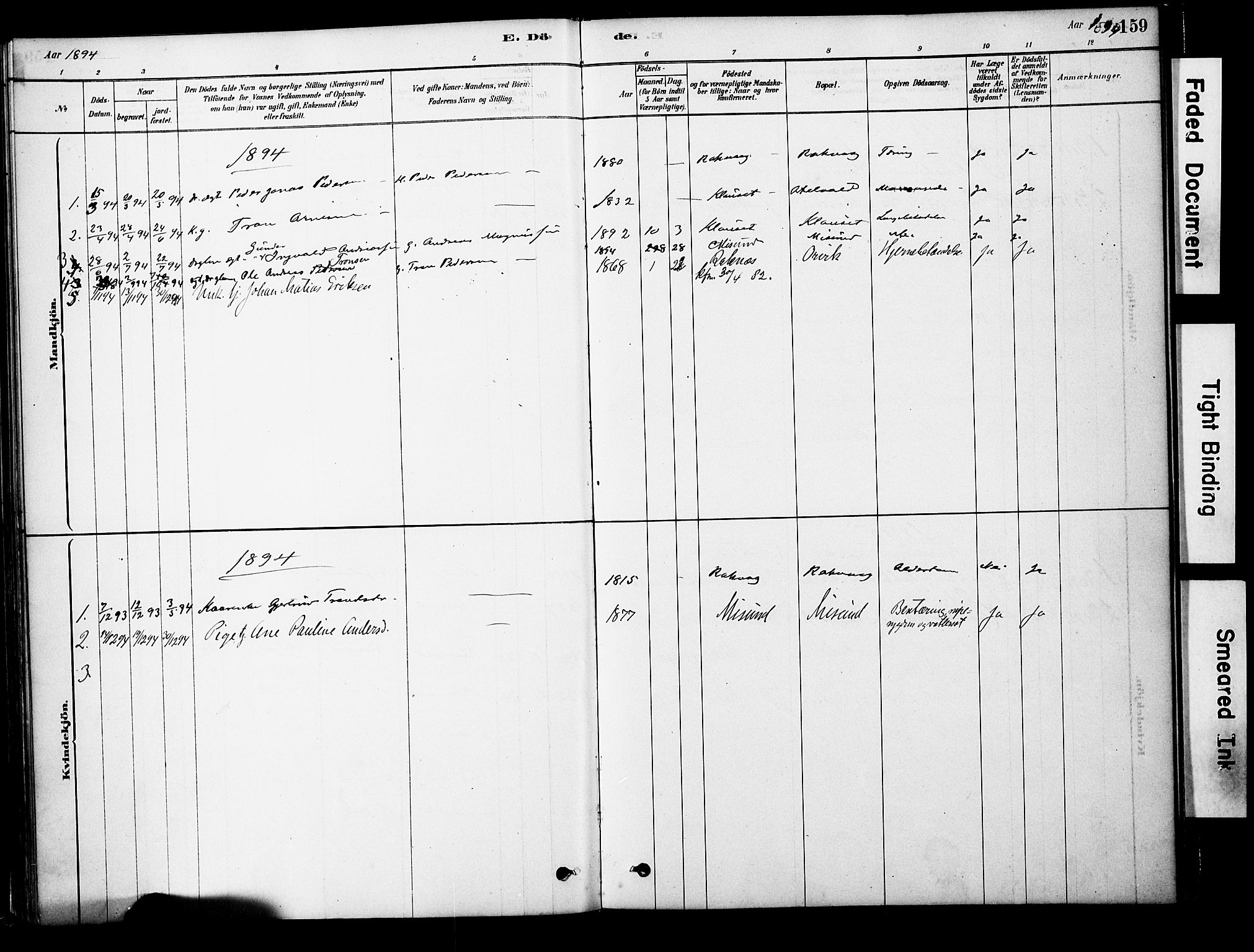 Ministerialprotokoller, klokkerbøker og fødselsregistre - Møre og Romsdal, AV/SAT-A-1454/563/L0736: Ministerialbok nr. 563A01, 1878-1903, s. 159
