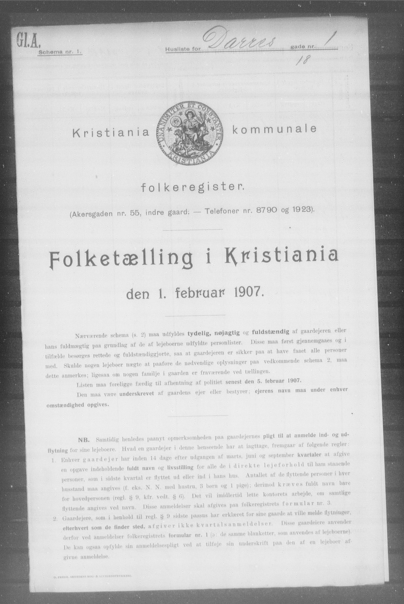 OBA, Kommunal folketelling 1.2.1907 for Kristiania kjøpstad, 1907, s. 7798