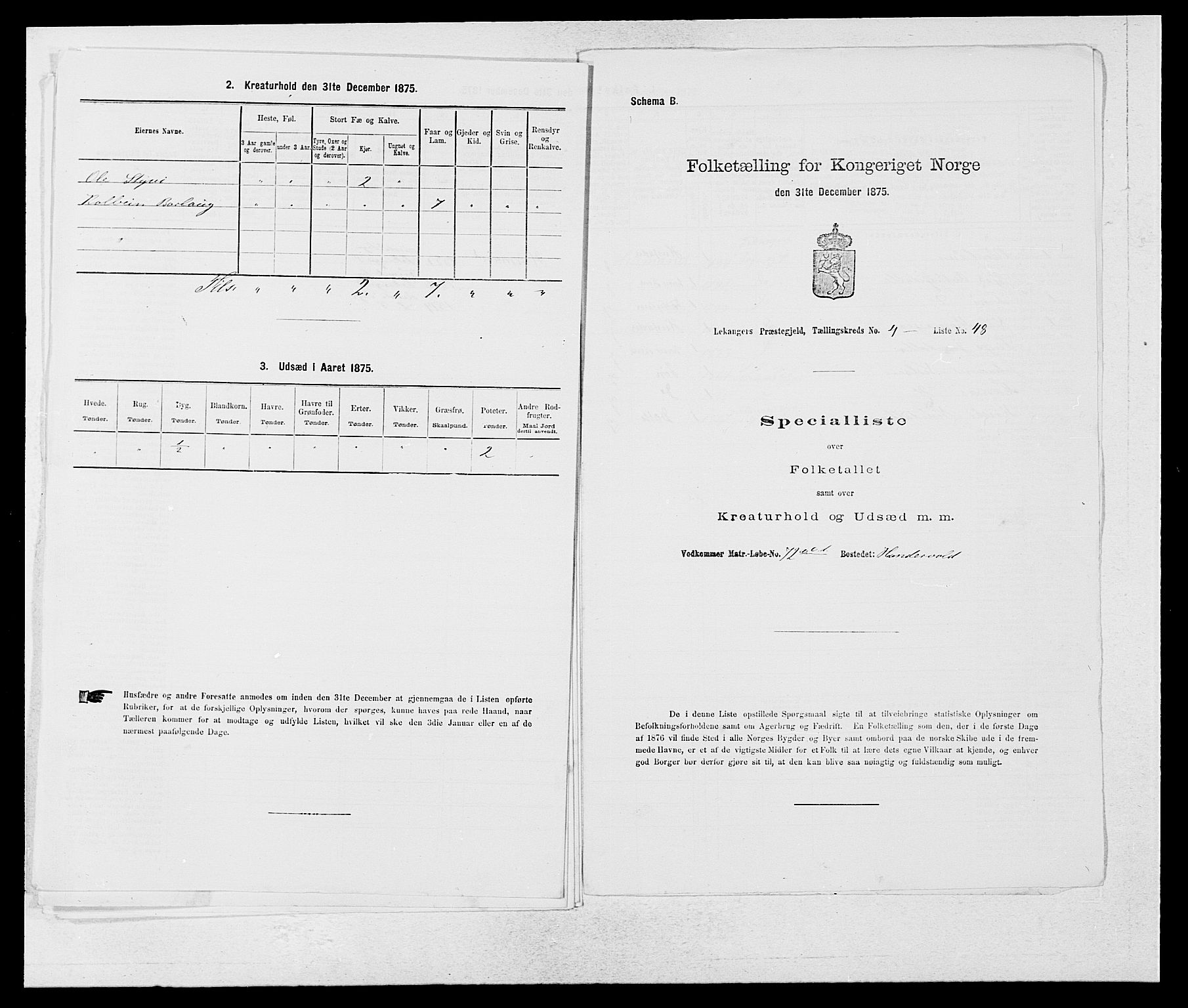 SAB, Folketelling 1875 for 1419P Leikanger prestegjeld, 1875, s. 403