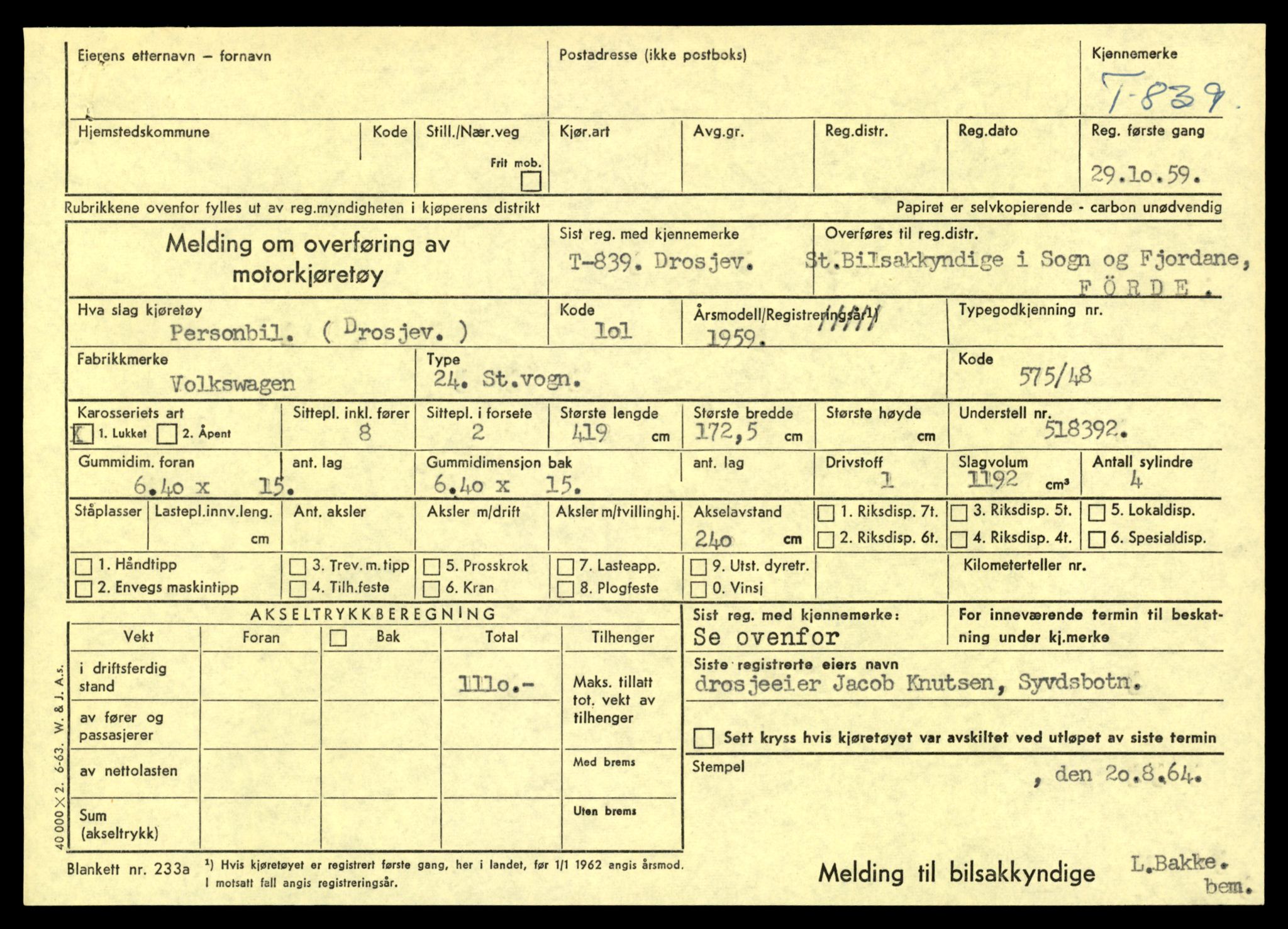 Møre og Romsdal vegkontor - Ålesund trafikkstasjon, SAT/A-4099/F/Fe/L0008: Registreringskort for kjøretøy T 747 - T 894, 1927-1998, s. 2228