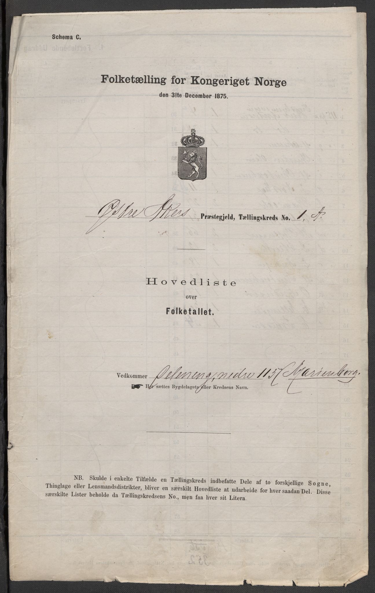 RA, Folketelling 1875 for 0218bP Østre Aker prestegjeld, 1875, s. 9