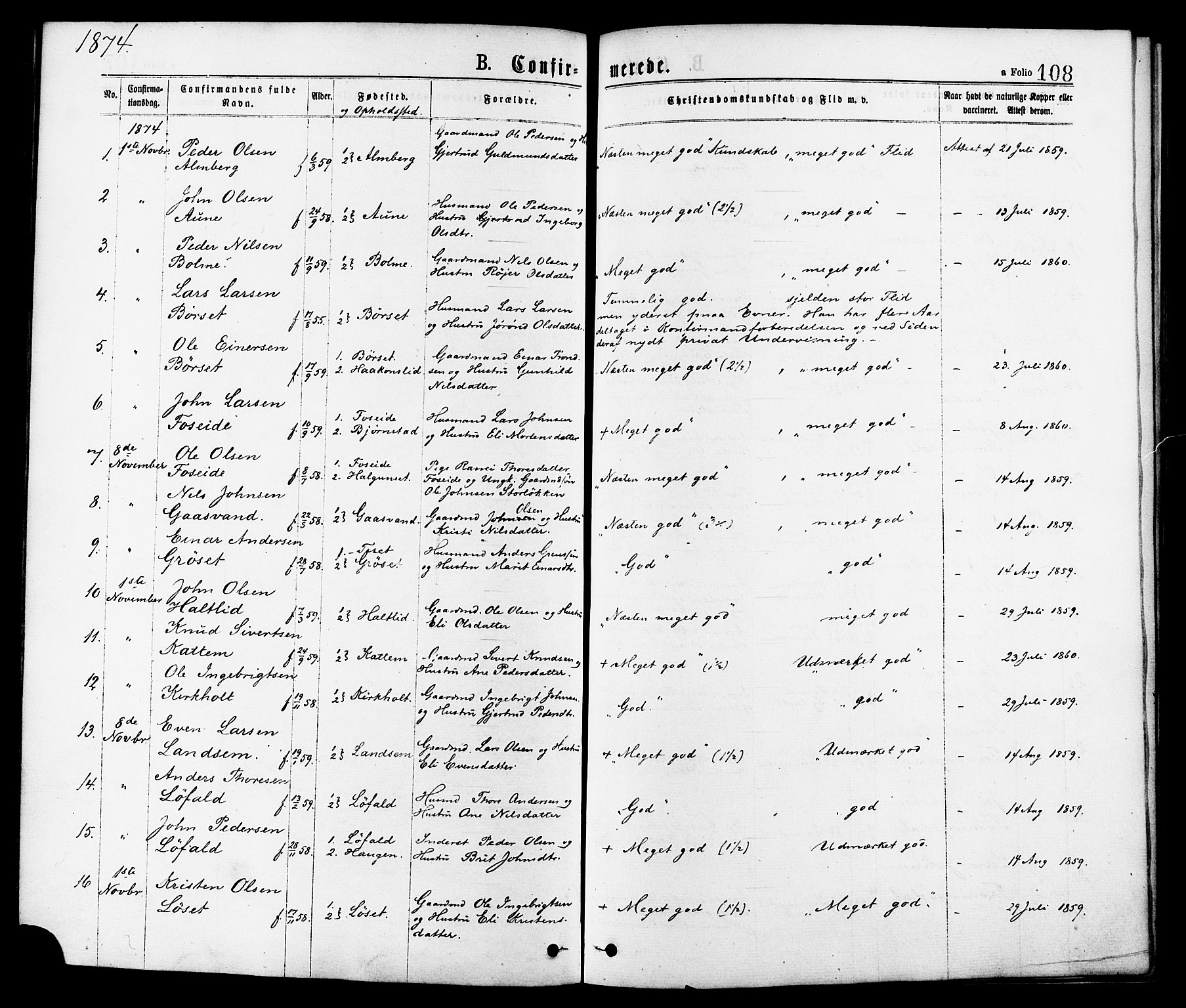 Ministerialprotokoller, klokkerbøker og fødselsregistre - Møre og Romsdal, AV/SAT-A-1454/598/L1068: Ministerialbok nr. 598A02, 1872-1881, s. 108