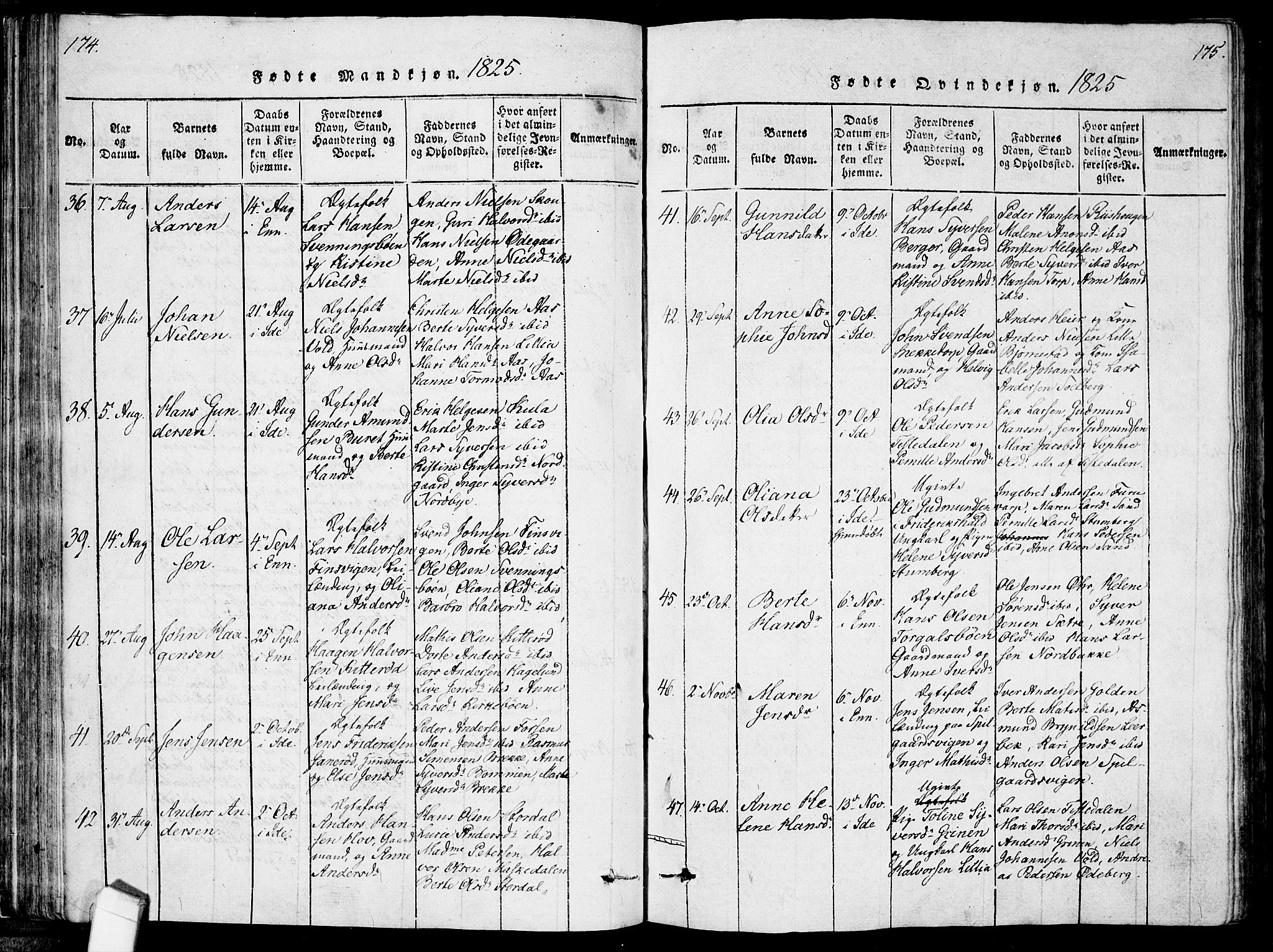 Idd prestekontor Kirkebøker, AV/SAO-A-10911/F/Fc/L0002: Ministerialbok nr. III 2, 1815-1831, s. 174-175