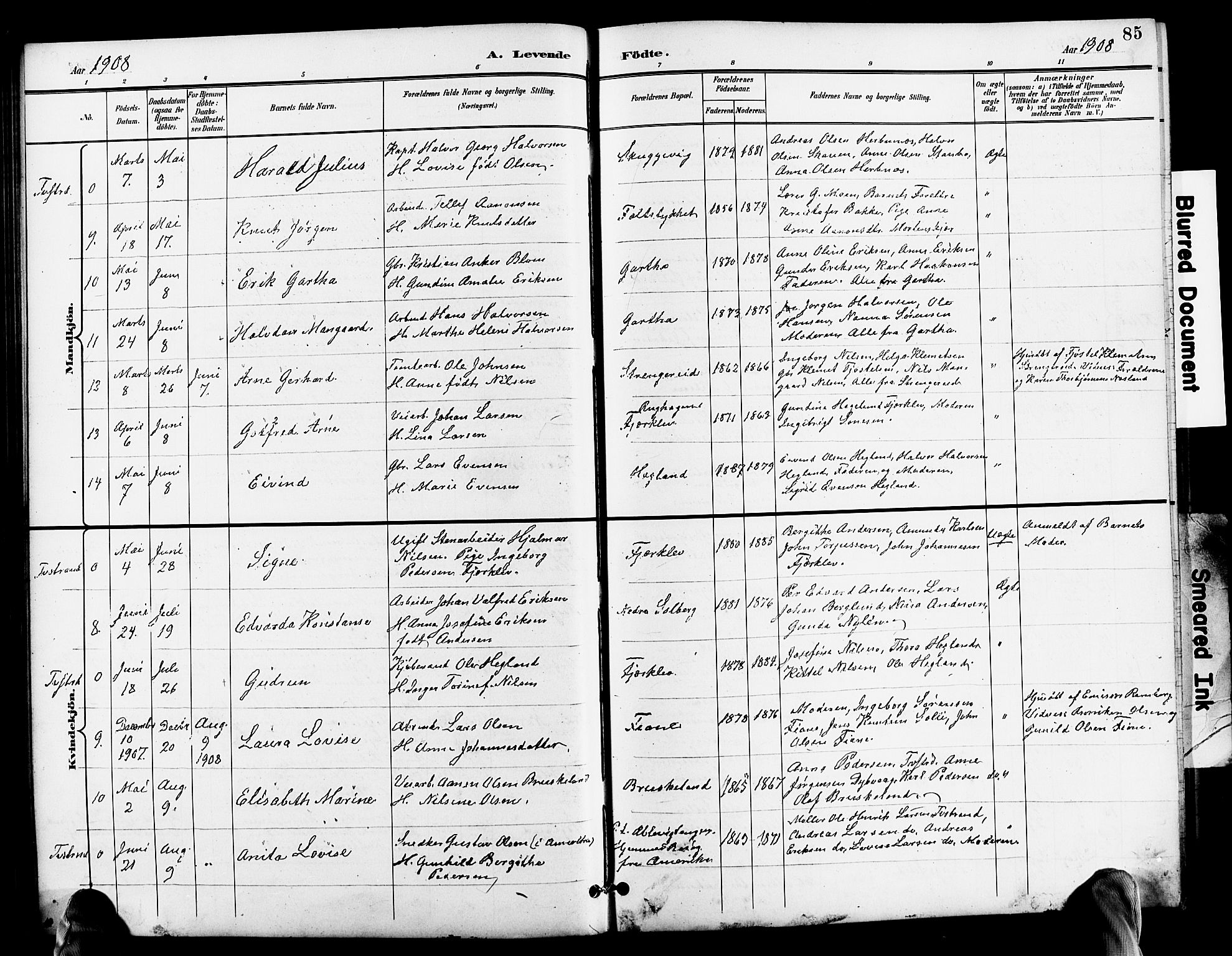 Holt sokneprestkontor, AV/SAK-1111-0021/F/Fb/L0011: Klokkerbok nr. B 11, 1897-1921, s. 85
