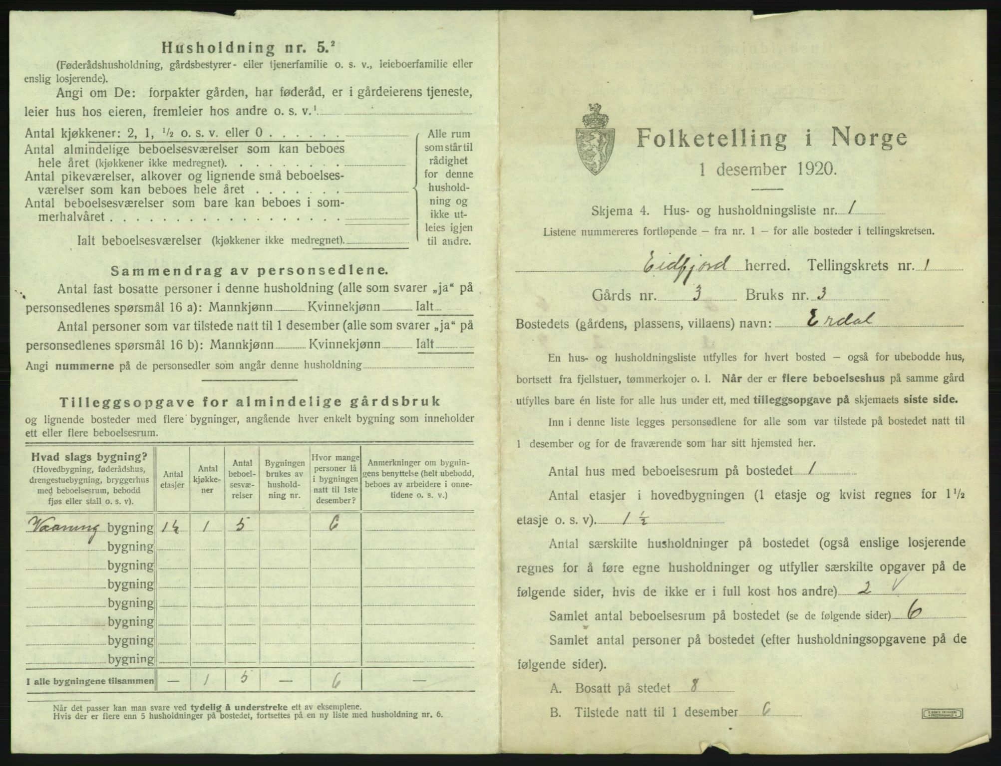 SAB, Folketelling 1920 for 1232 Eidfjord herred, 1920, s. 28