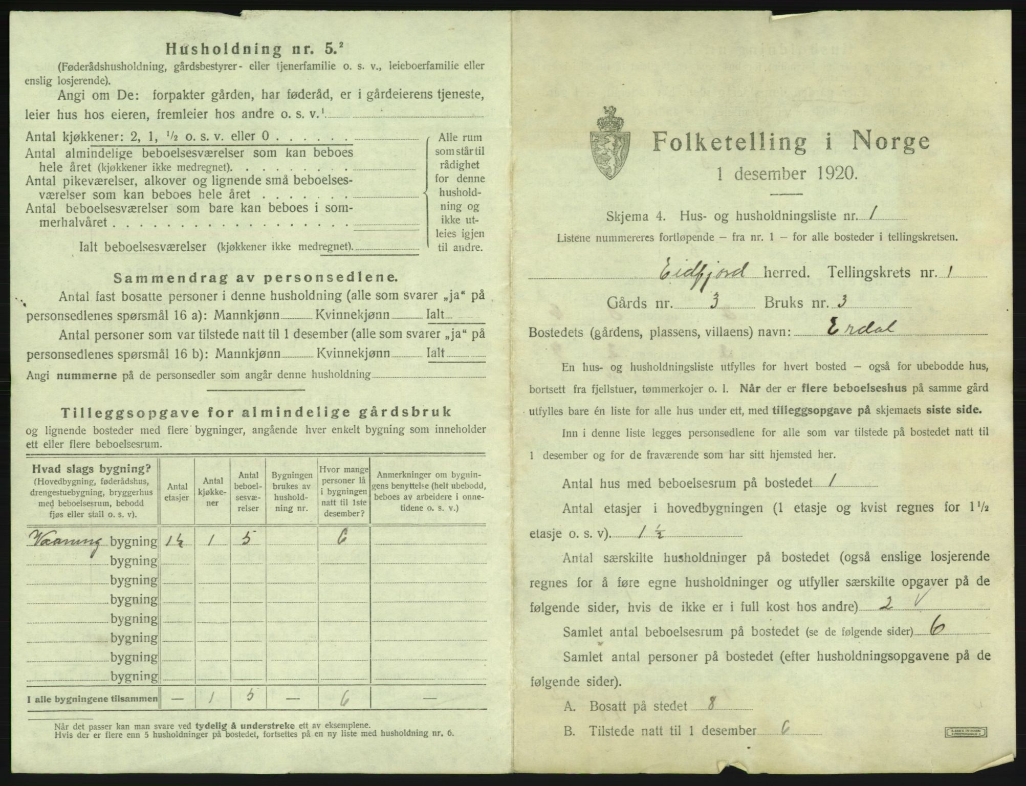 SAB, Folketelling 1920 for 1232 Eidfjord herred, 1920, s. 28