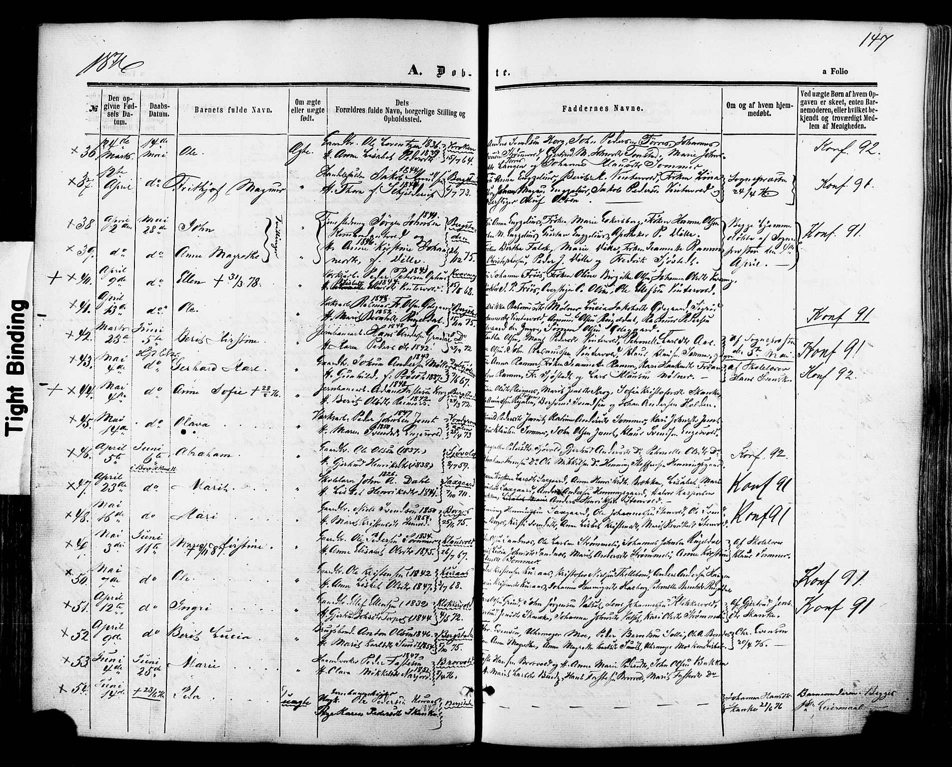 Ministerialprotokoller, klokkerbøker og fødselsregistre - Sør-Trøndelag, SAT/A-1456/681/L0932: Ministerialbok nr. 681A10, 1860-1878, s. 147