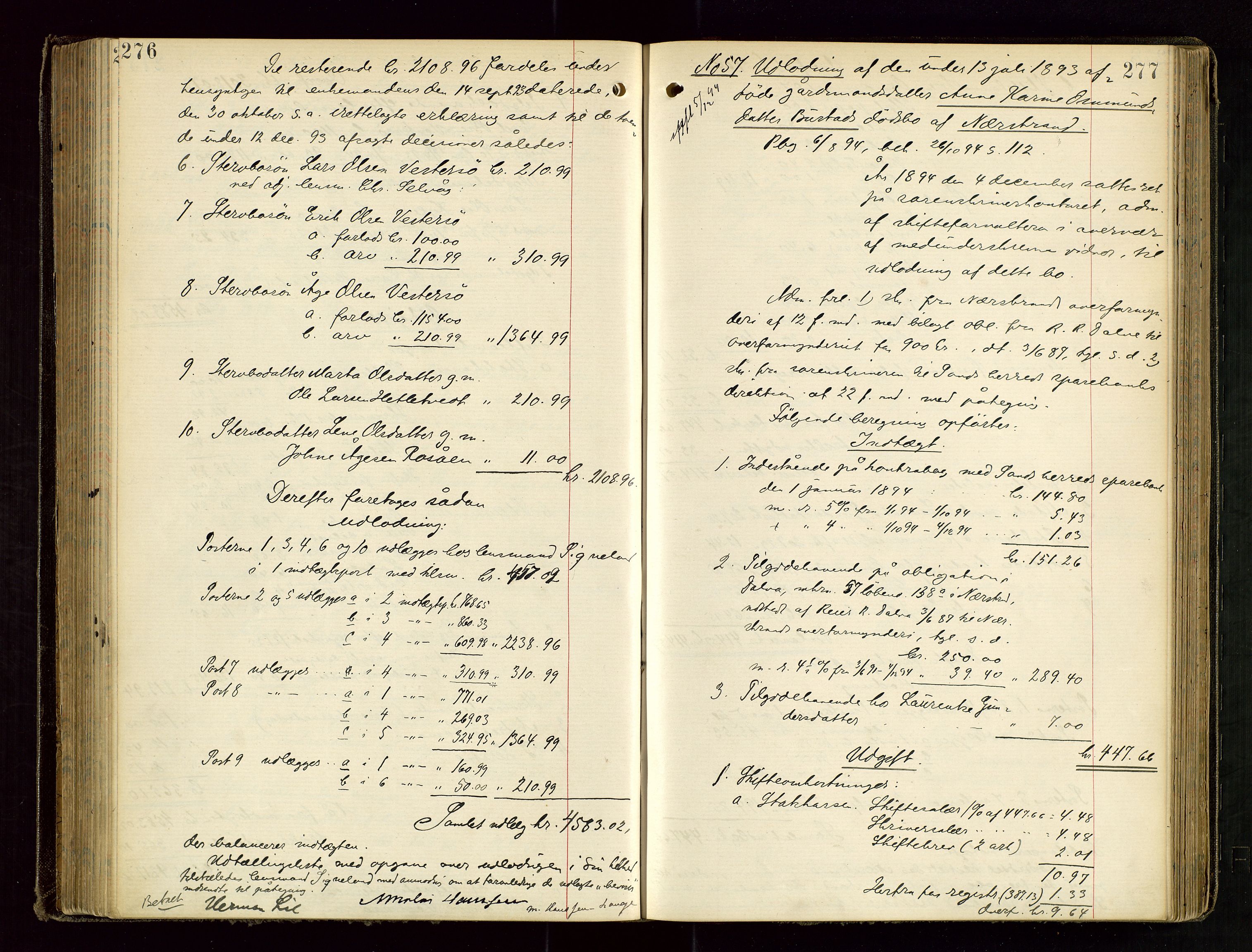 Ryfylke tingrett, AV/SAST-A-100055/001/IV/IVD/L0029: Skifteprotokoll, register i protokollen, 1893-1897, s. 276-277