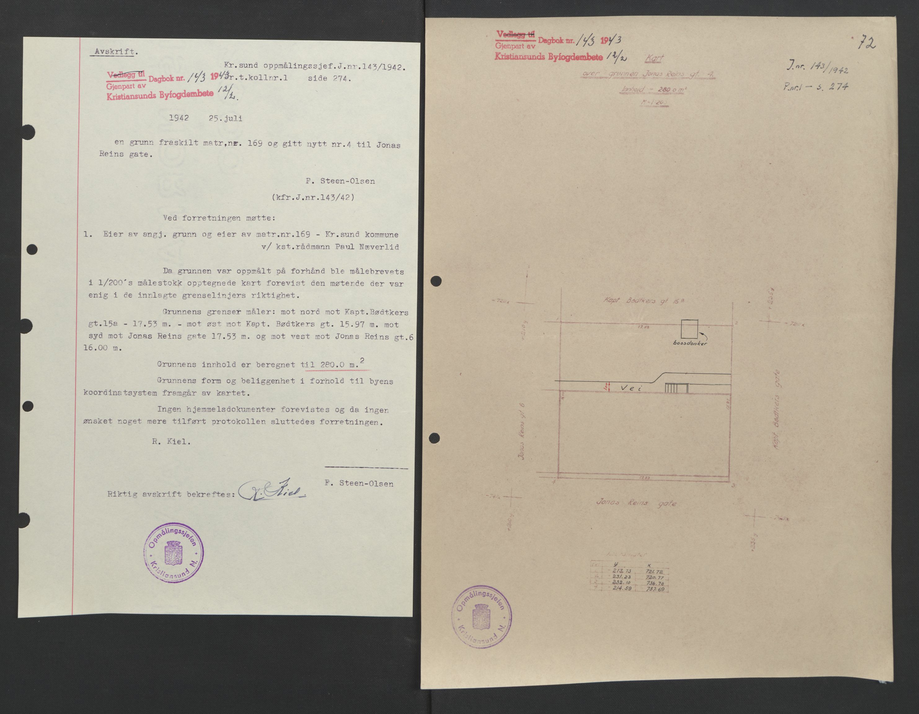 Kristiansund byfogd, AV/SAT-A-4587/A/27: Pantebok nr. 37, 1942-1945, Dagboknr: 143/1943