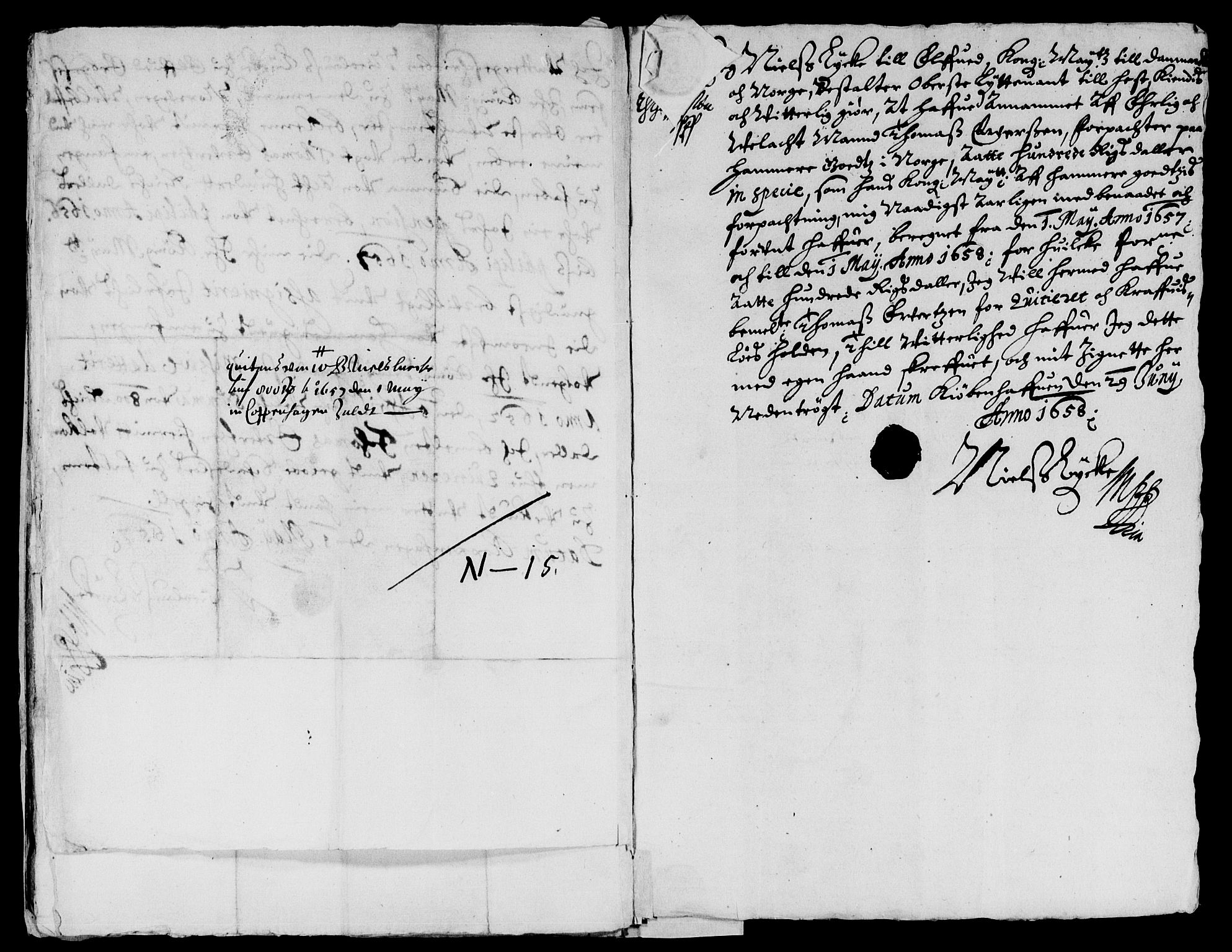 Rentekammeret inntil 1814, Reviderte regnskaper, Lensregnskaper, AV/RA-EA-5023/R/Rb/Rba/L0246: Akershus len, 1657-1659