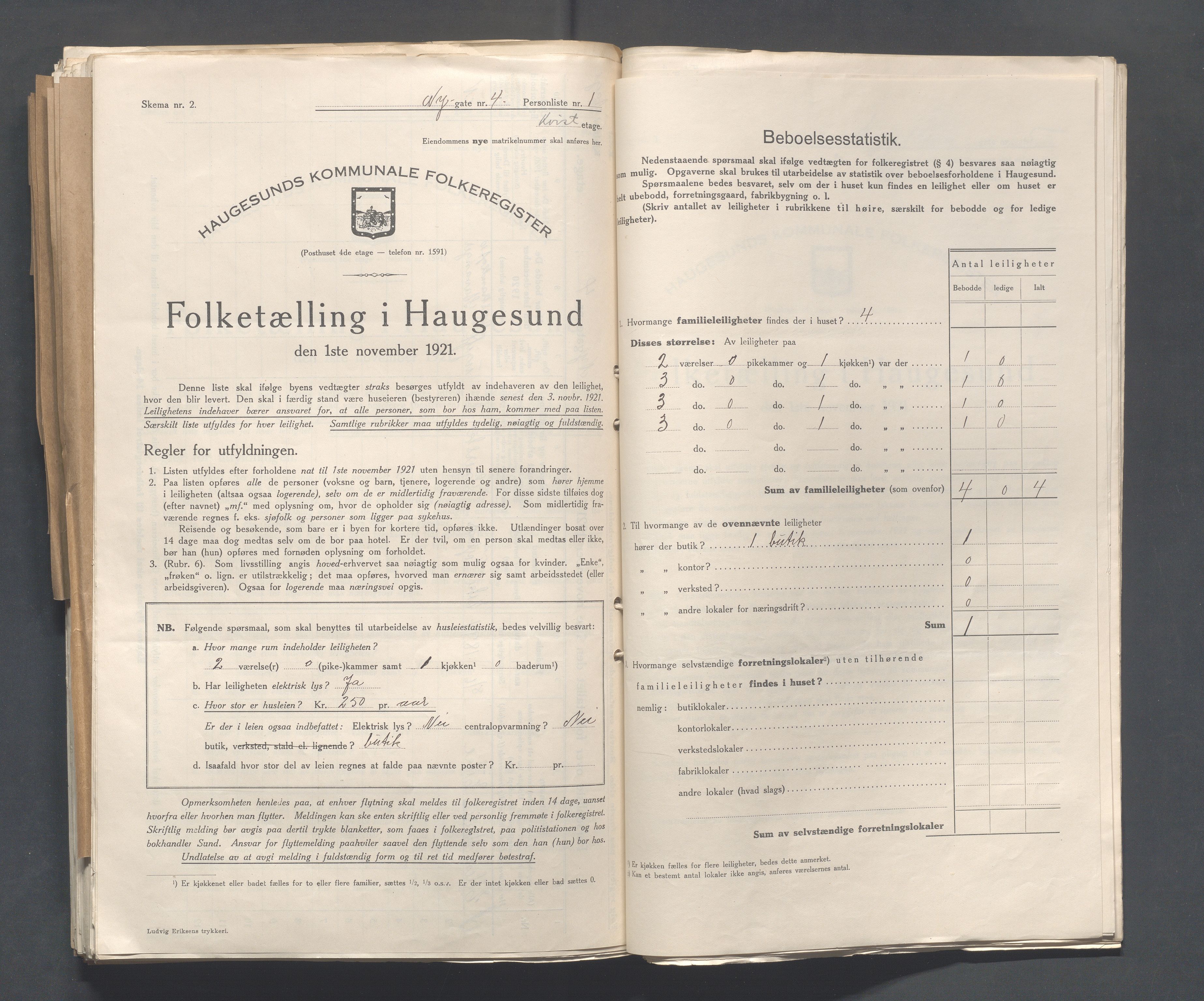 IKAR, Kommunal folketelling 1.11.1921 for Haugesund, 1921, s. 3174