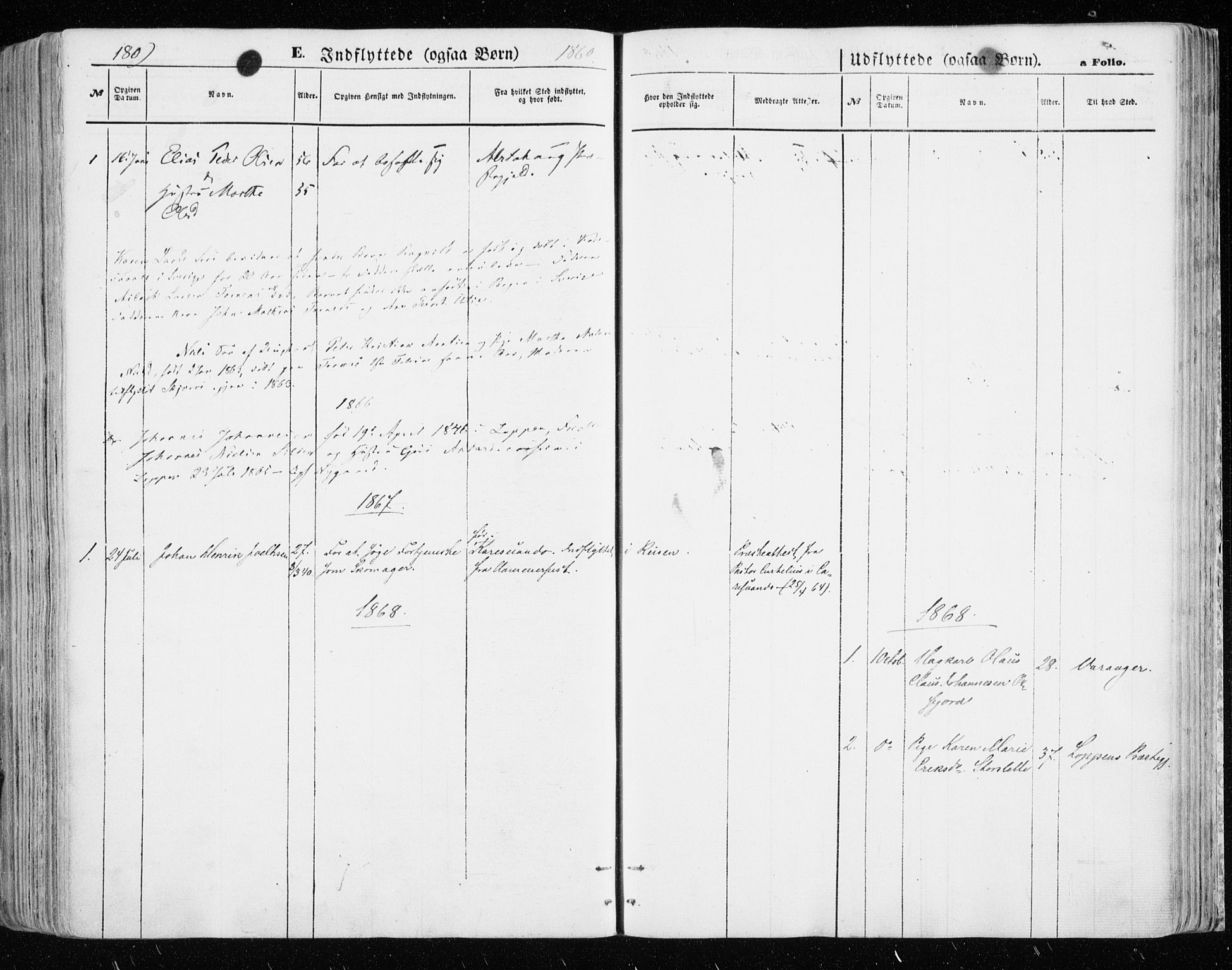 Skjervøy sokneprestkontor, AV/SATØ-S-1300/H/Ha/Haa/L0007kirke: Ministerialbok nr. 7, 1860-1870, s. 180