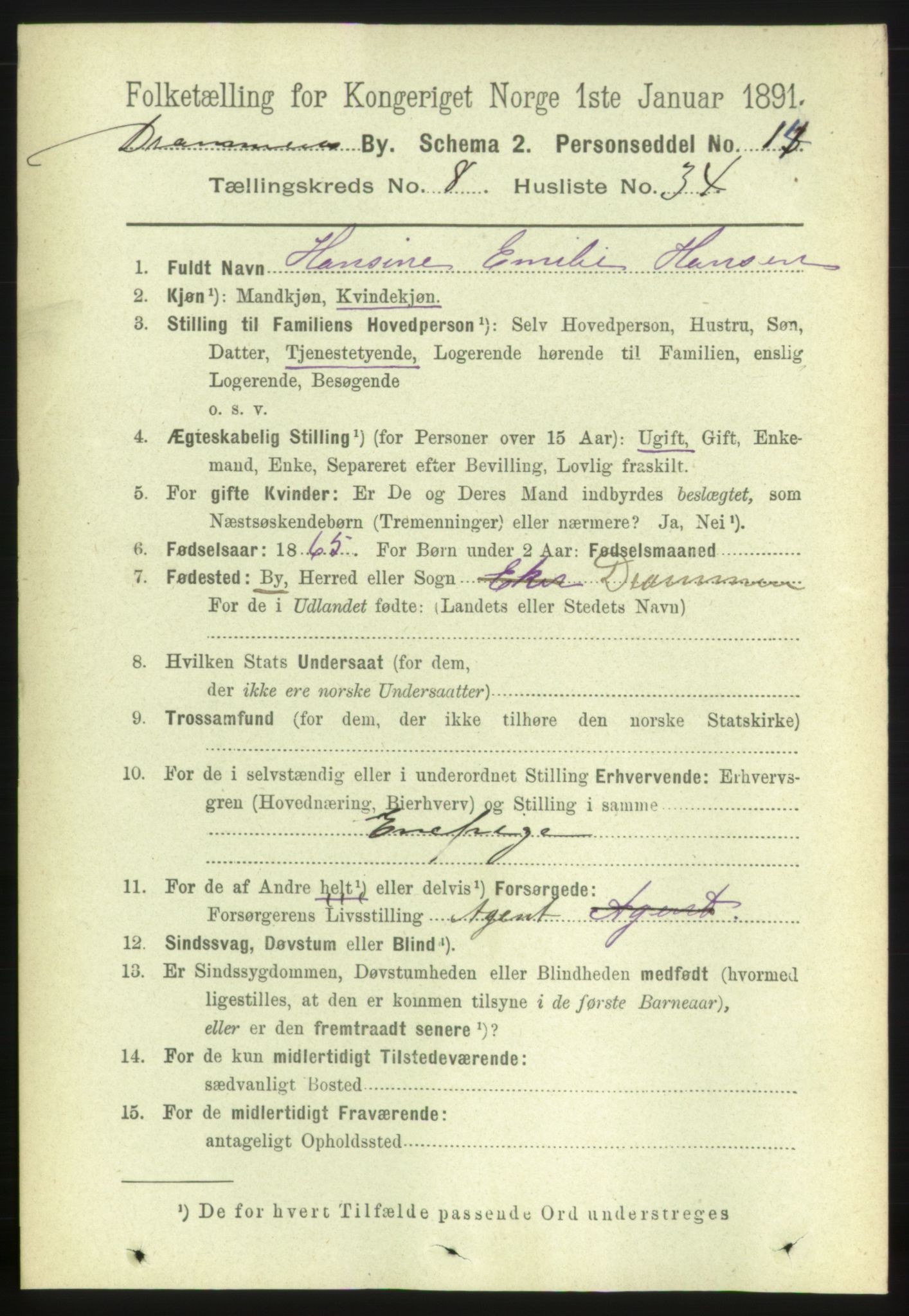RA, Folketelling 1891 for 0602 Drammen kjøpstad, 1891, s. 7258
