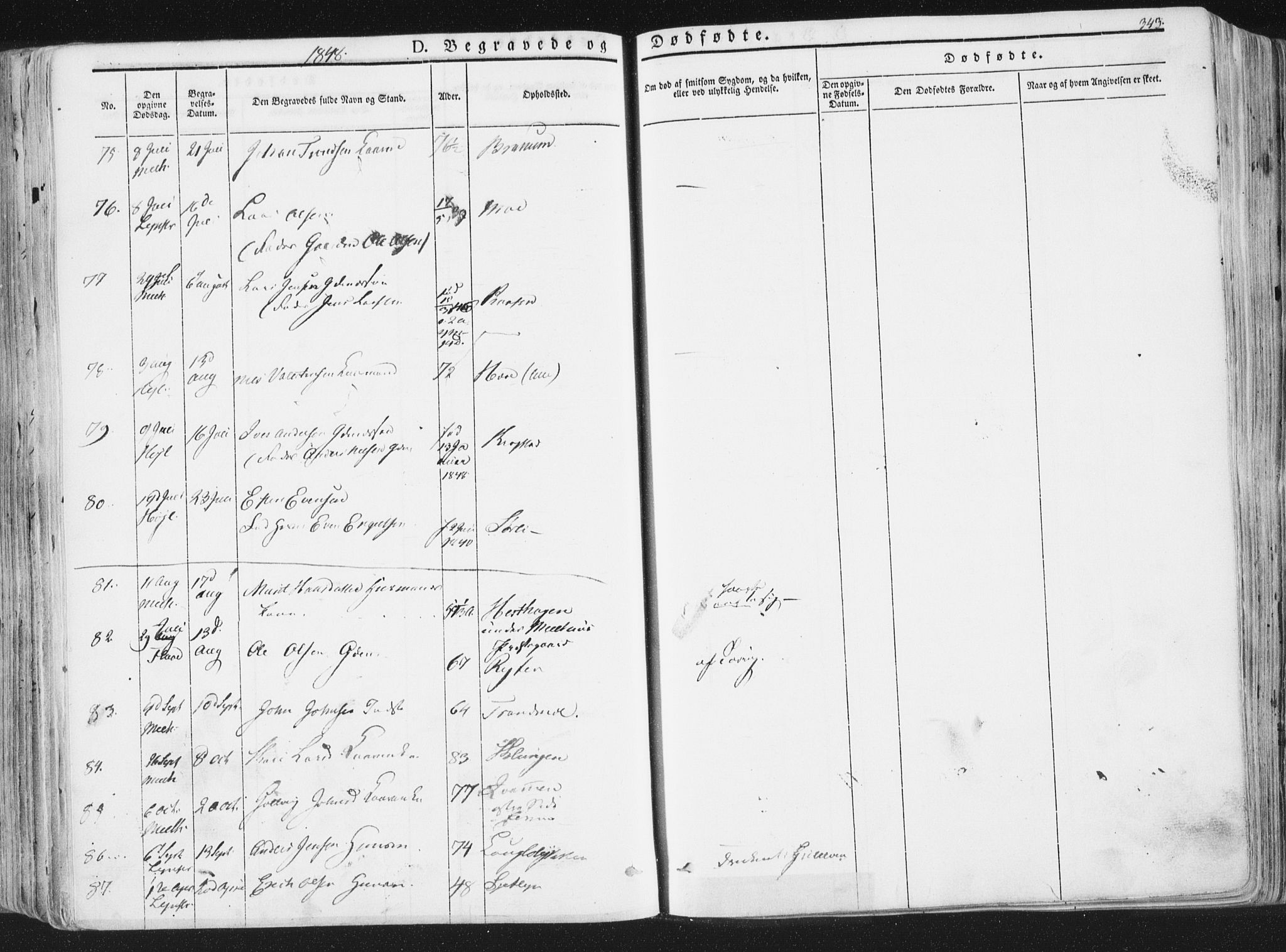 Ministerialprotokoller, klokkerbøker og fødselsregistre - Sør-Trøndelag, SAT/A-1456/691/L1074: Ministerialbok nr. 691A06, 1842-1852, s. 343