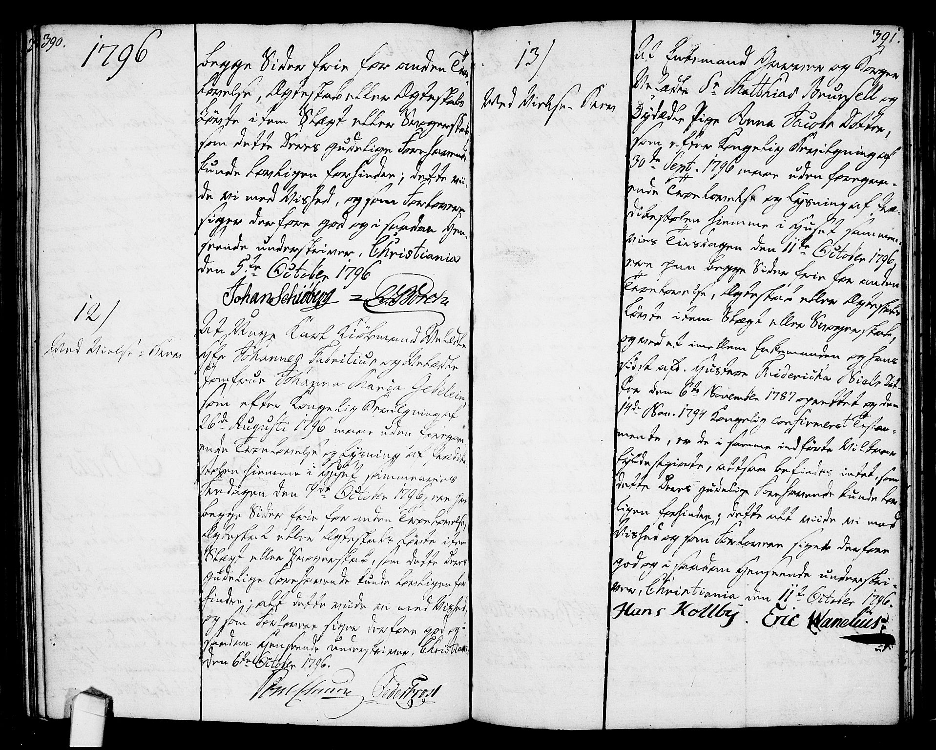 Oslo domkirke Kirkebøker, AV/SAO-A-10752/L/La/L0010: Forlovererklæringer nr. 10, 1789-1807, s. 390-391