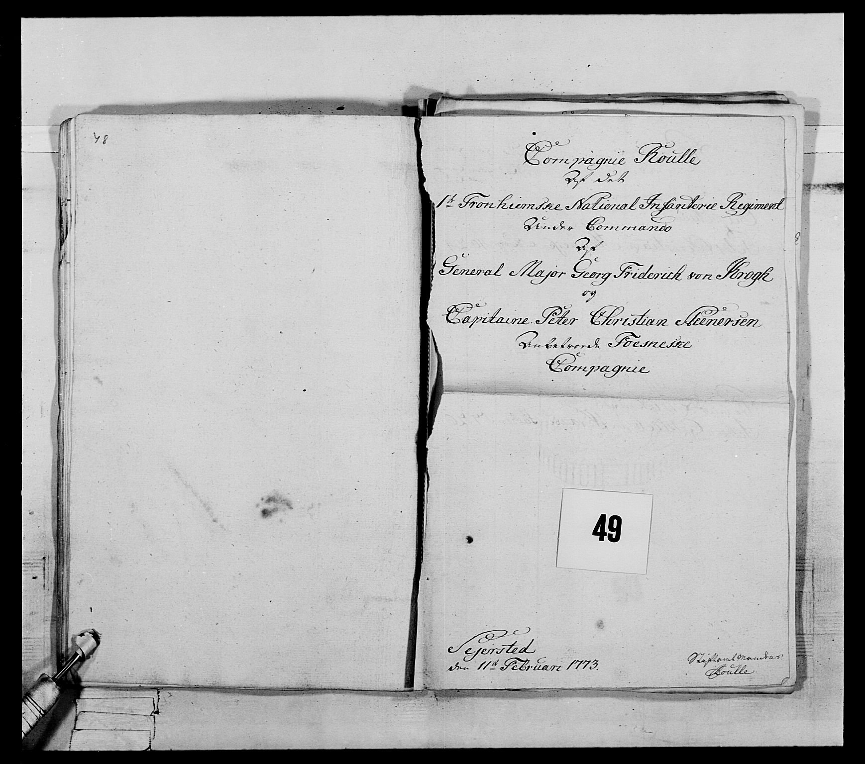 Generalitets- og kommissariatskollegiet, Det kongelige norske kommissariatskollegium, AV/RA-EA-5420/E/Eh/L0072: 1. Trondheimske nasjonale infanteriregiment, 1773, s. 393
