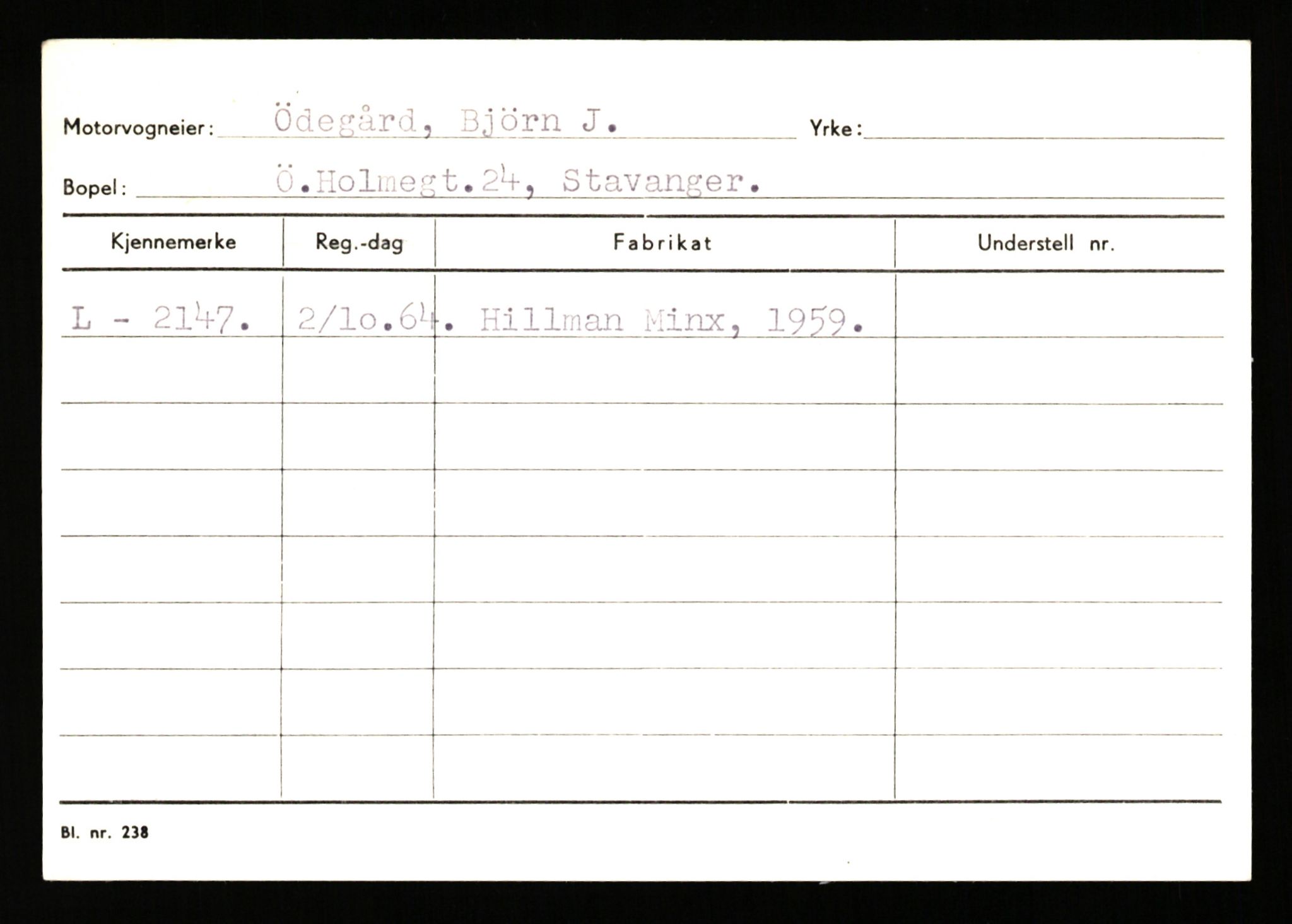 Stavanger trafikkstasjon, AV/SAST-A-101942/0/H/L0043: Viste - Øksendal, 1930-1971, s. 1699