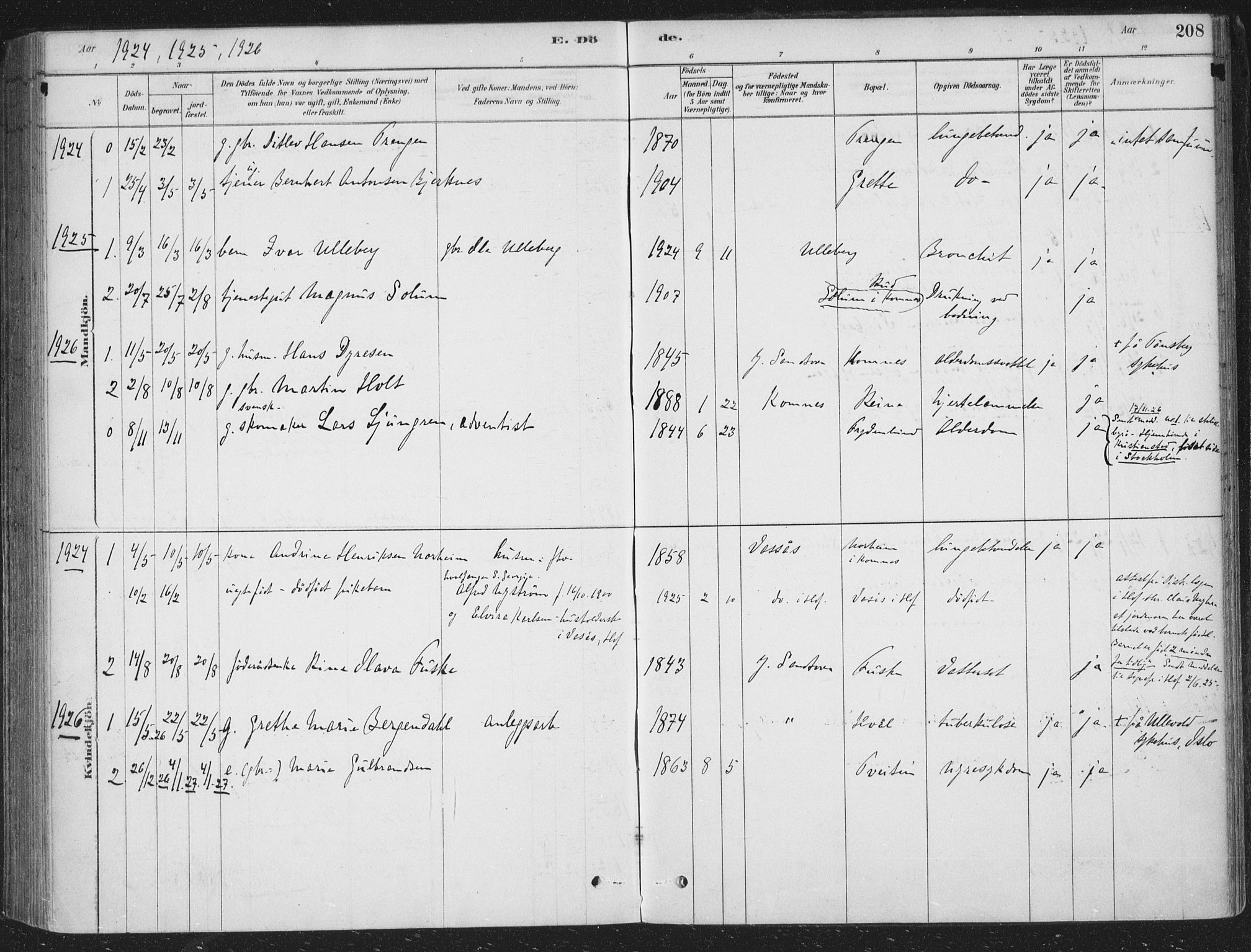 Sandsvær kirkebøker, AV/SAKO-A-244/F/Fe/L0001: Ministerialbok nr. V 1, 1878-1936, s. 208