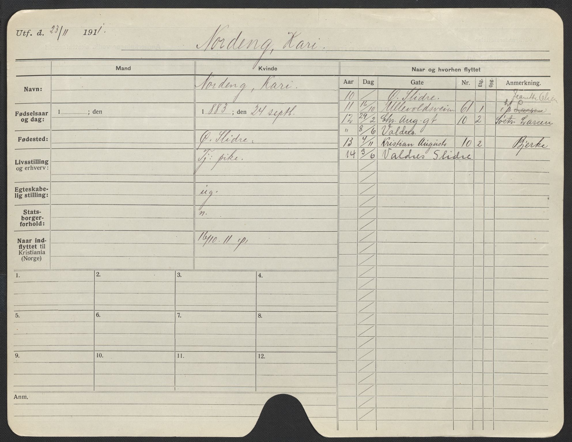 Oslo folkeregister, Registerkort, AV/SAO-A-11715/F/Fa/Fac/L0021: Kvinner, 1906-1914, s. 576a